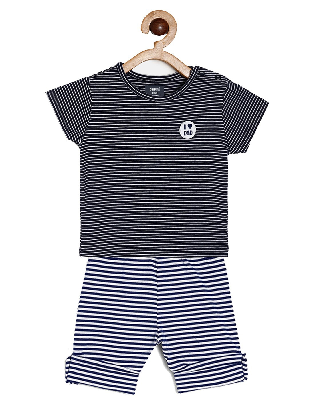 

BAESD Kids Striped Short Sleeves T-shirt with Shorts, Navy blue
