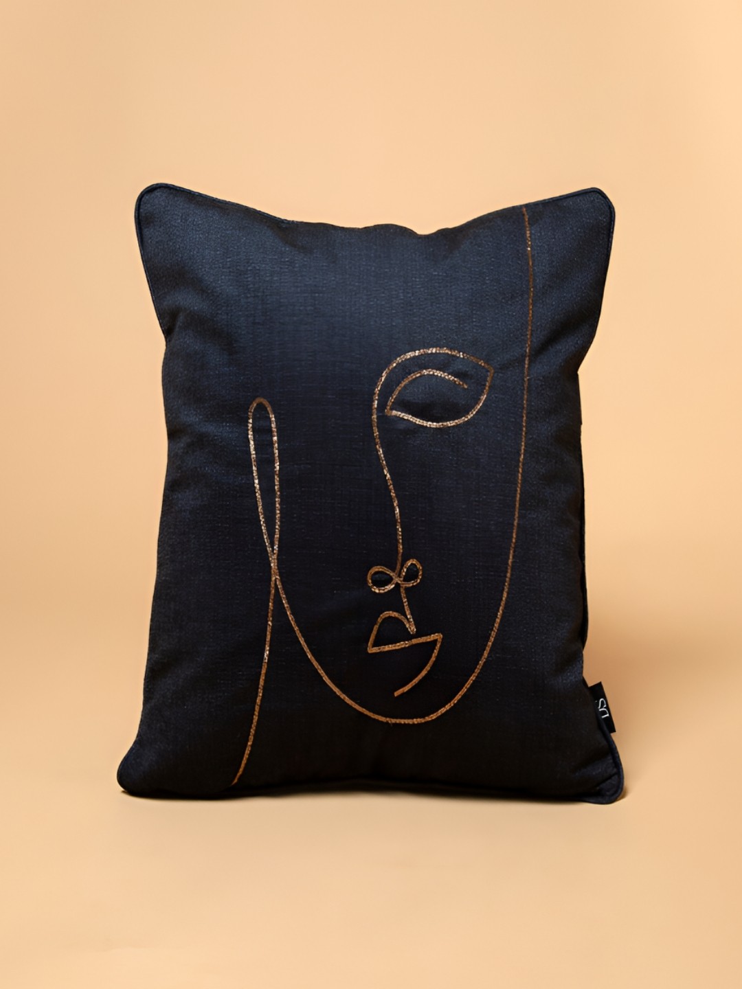 

Chann Studio Black & Gold Toned Embroidered Velvet Rectangle Cushion Cover