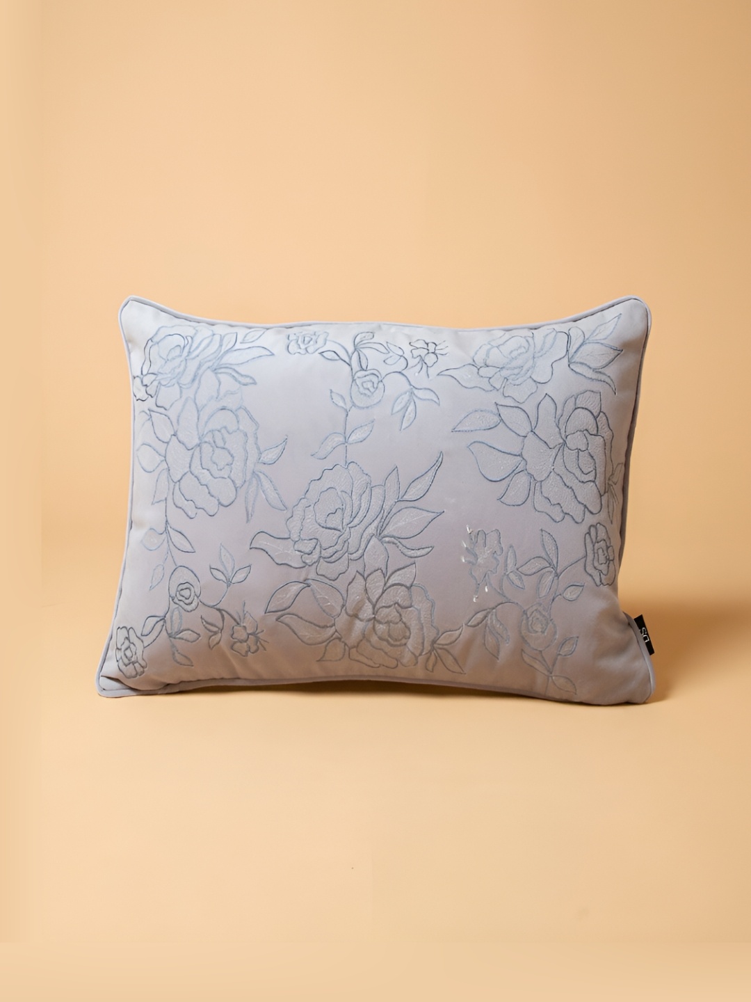 

Chann Studio Grey Embroidered Velvet Rectangle Cushion Cover