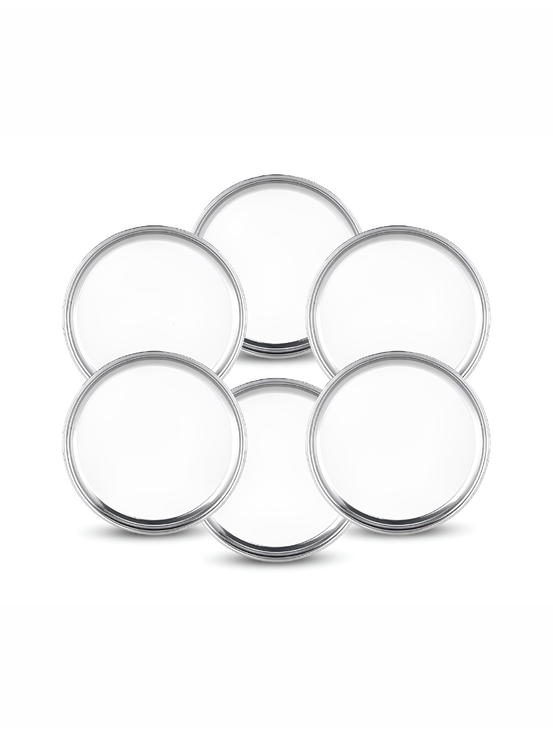 

ATROCK Silver-Toned 6Pcs Stainless Steel Glossy Plates Dinnerware