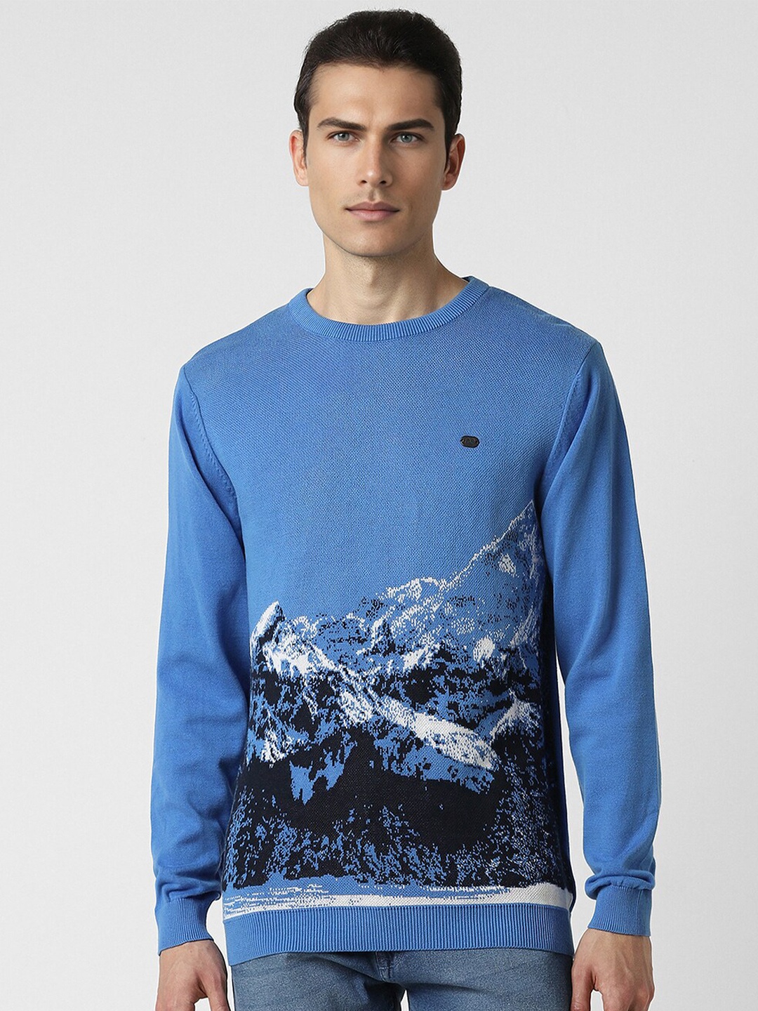 

Peter England Casuals Abstract Printed Crew Neck Pullover Sweater, Blue