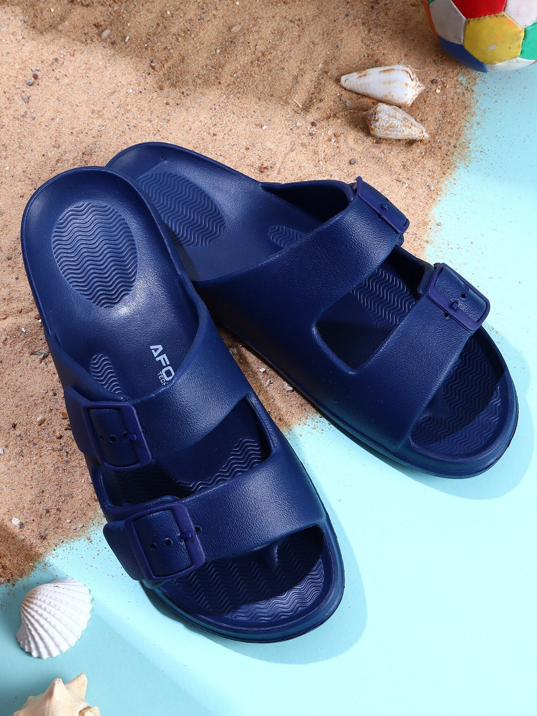 

Airson Men Buckle Detailed Sliders, Navy blue