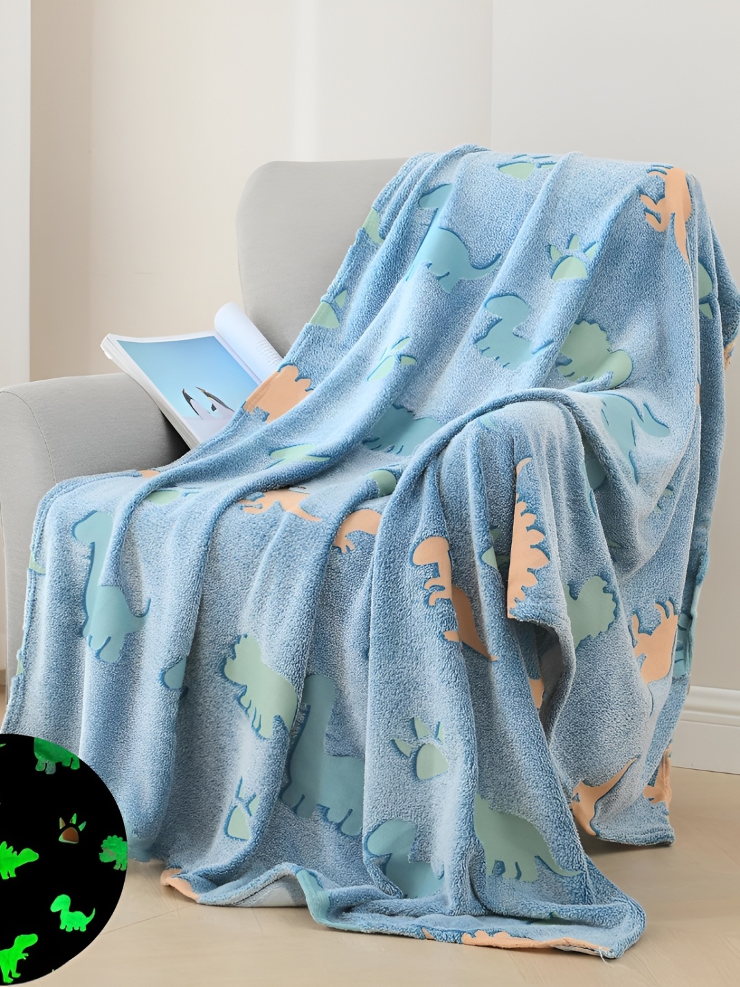 

Nivasam Blue & Orange Cartoon Characters AC Room 300 GSM Double Bed Blanket