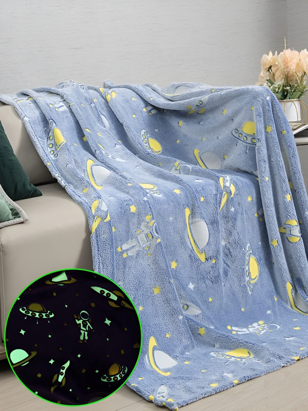 

Nivasam Blue & Yellow Cartoon Characters AC Room 300 GSM Double Bed Blanket