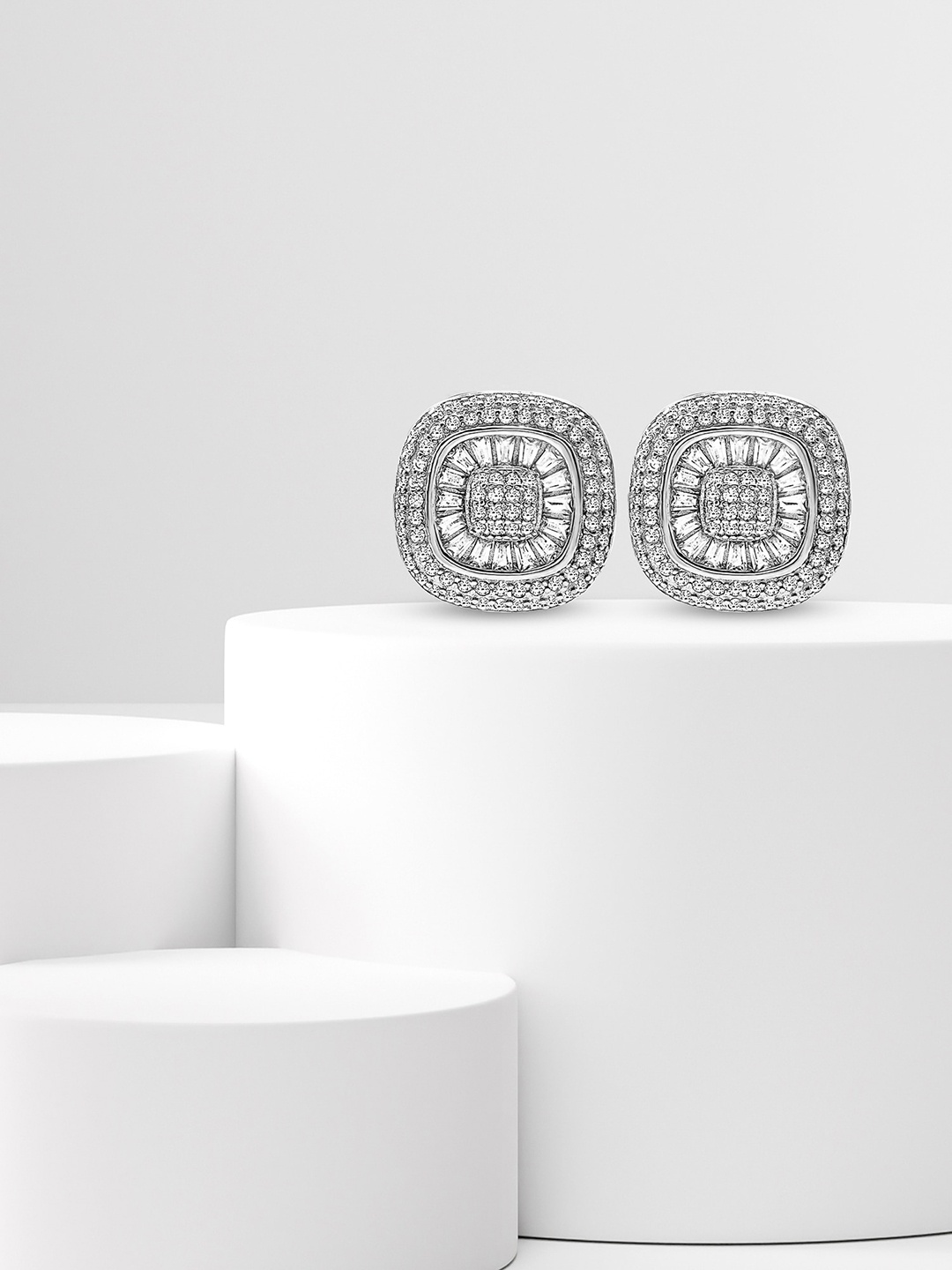 

SILBERRY Rhodium-Plated Studs Earrings, Silver