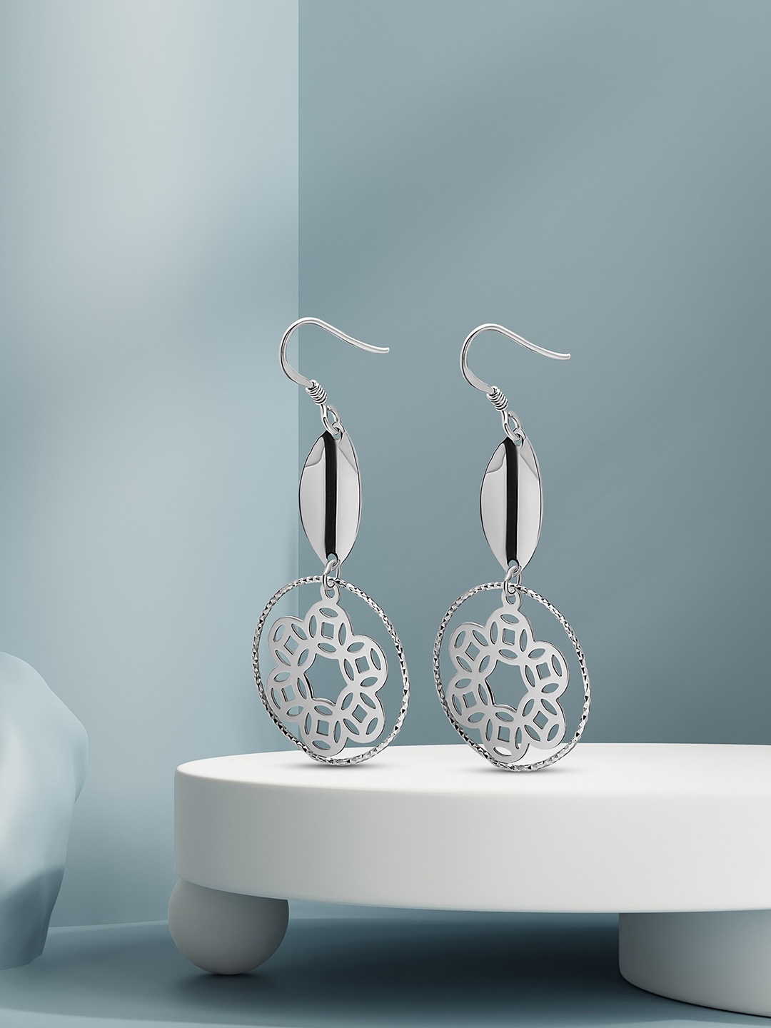 

SILBERRY 92.5 Sterling Silver Rhodium Plated Drop Earrings