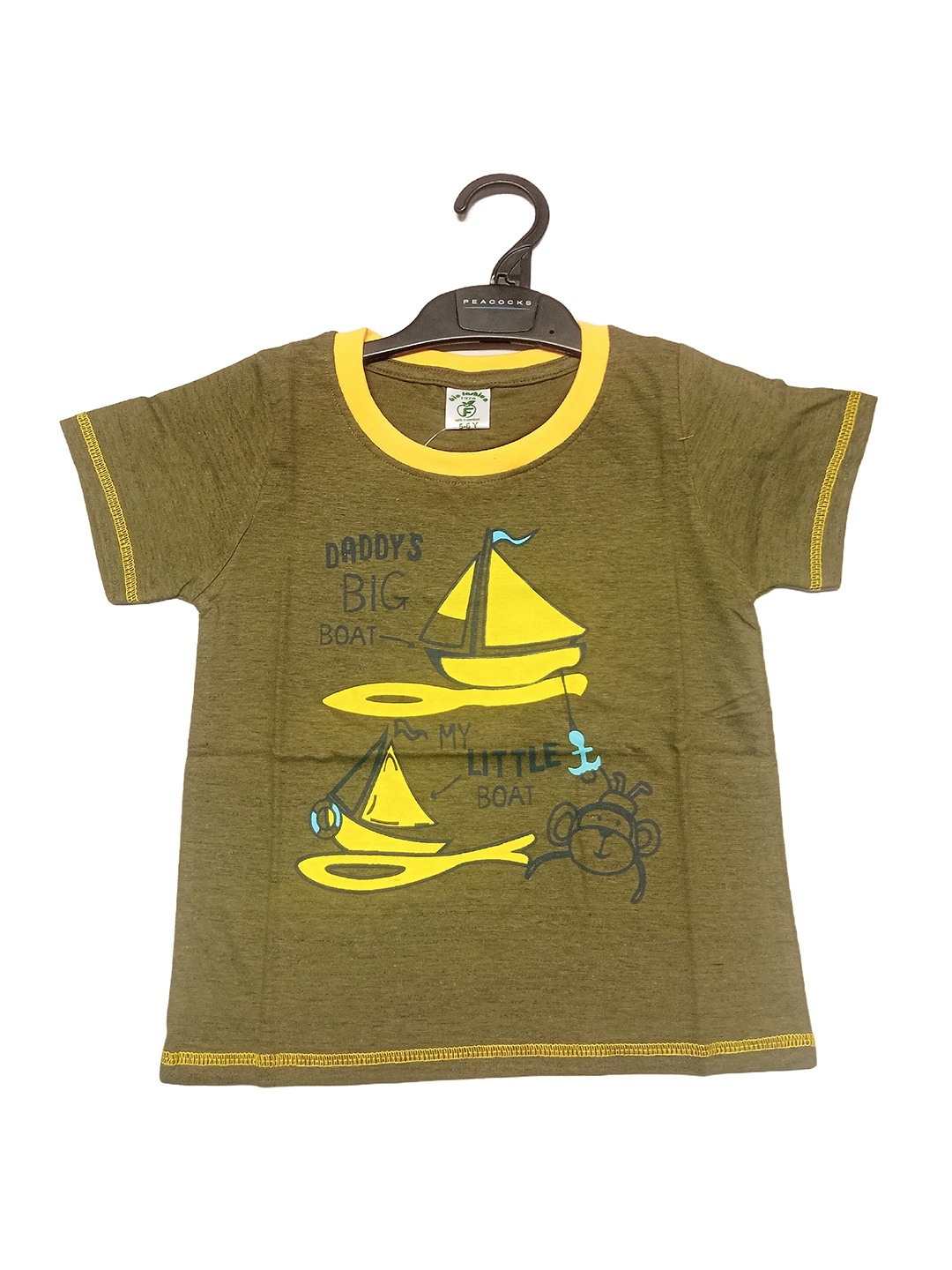 BAESD Boys Round Neck Typography Printed Cotton T-shirt, Green
