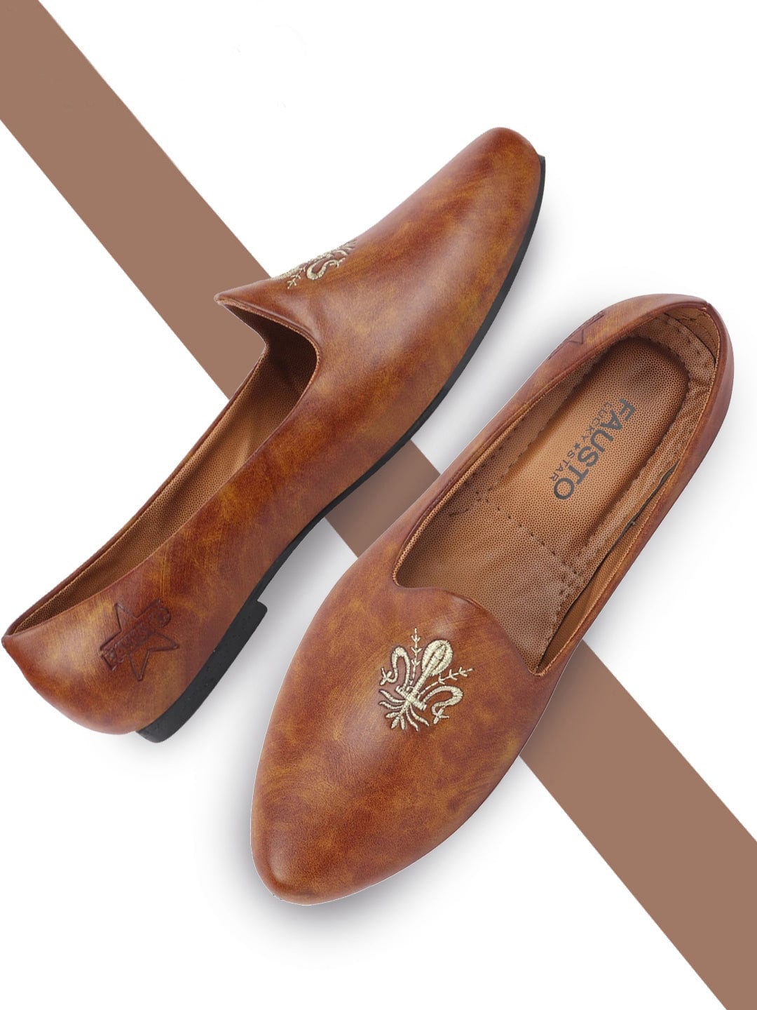 

FAUSTO Boys Pointed Toe Lightweight Mojaris, Tan