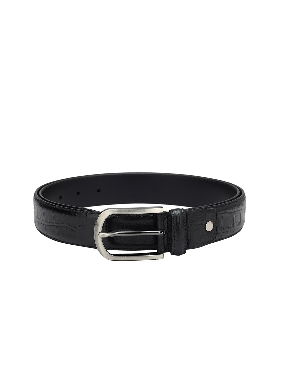 

Da Milano Men Textured Leather Formal Belt, Black