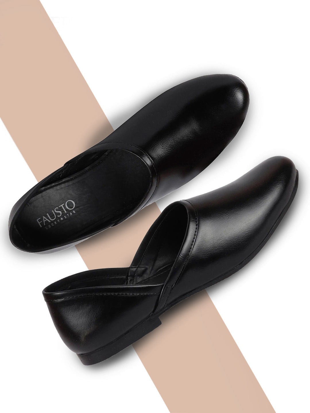 

FAUSTO Men Slip-On Lightweight Mojaris, Black