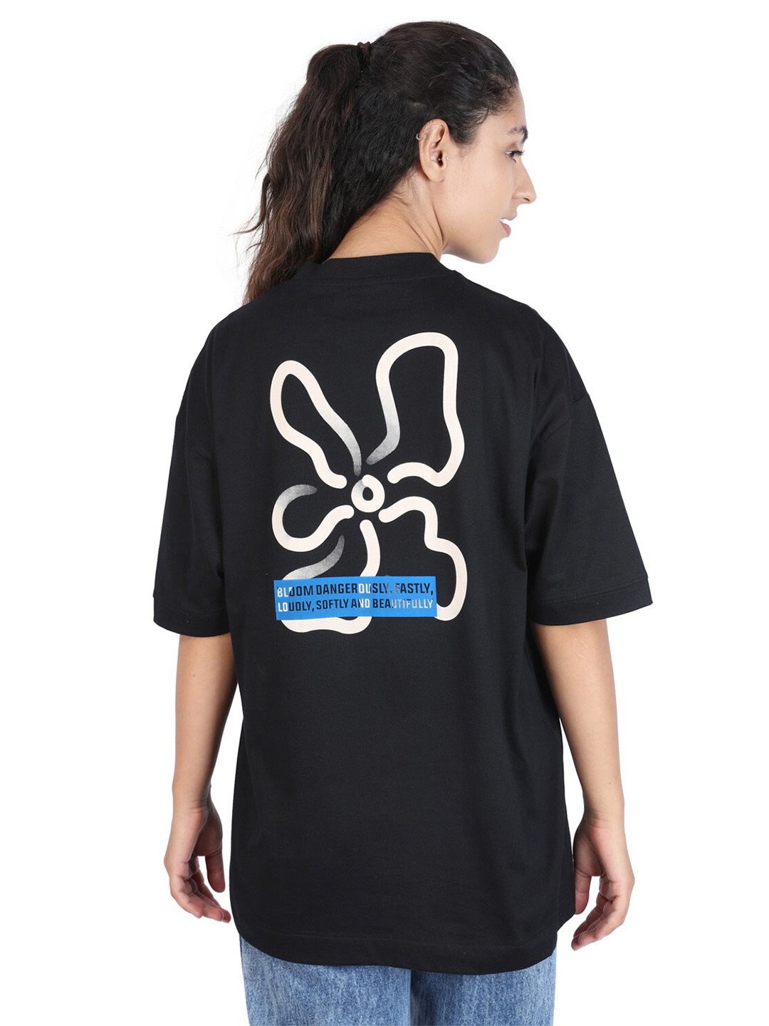 

ZU Graphic Printed Oversized Cotton T-shirt, Black