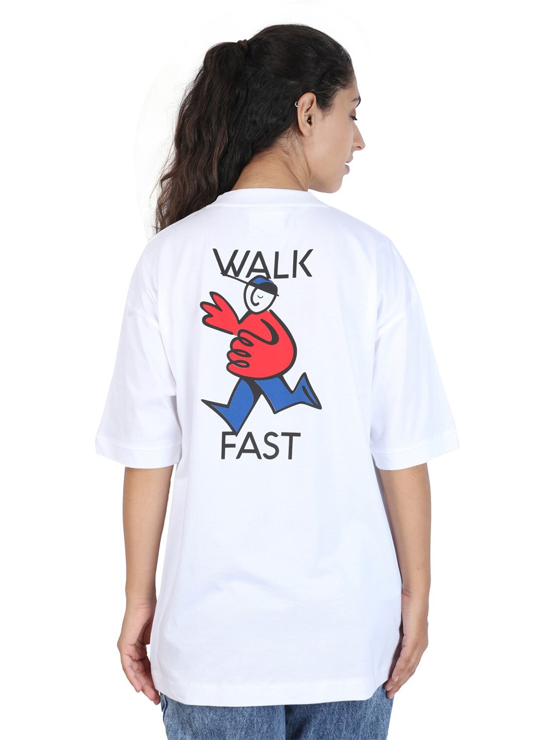 

ZU Typography Printed Oversized Cotton T-shirt, White