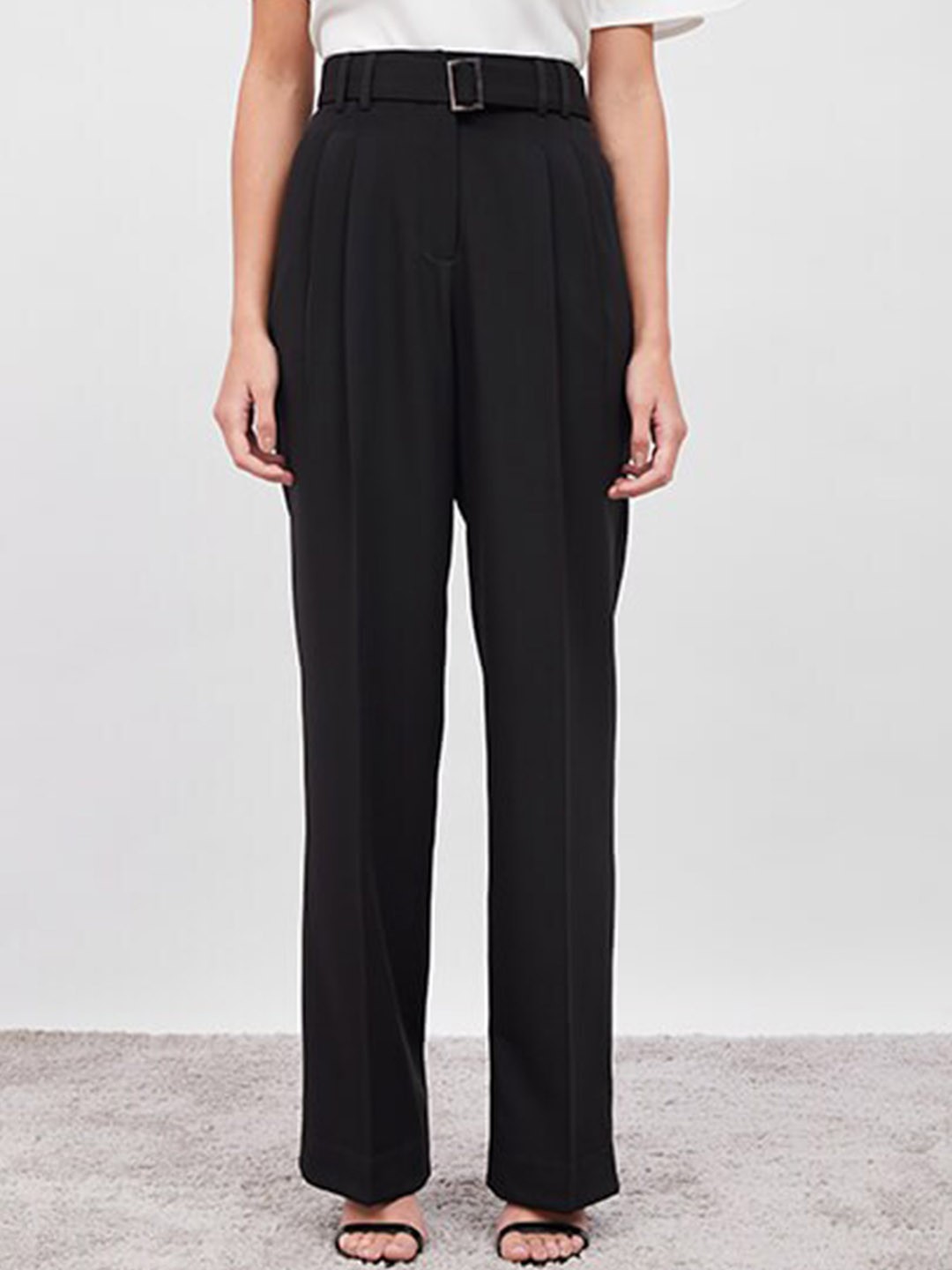 

SALT ATTIRE Women Loose Fit High-Rise Trousers, Black