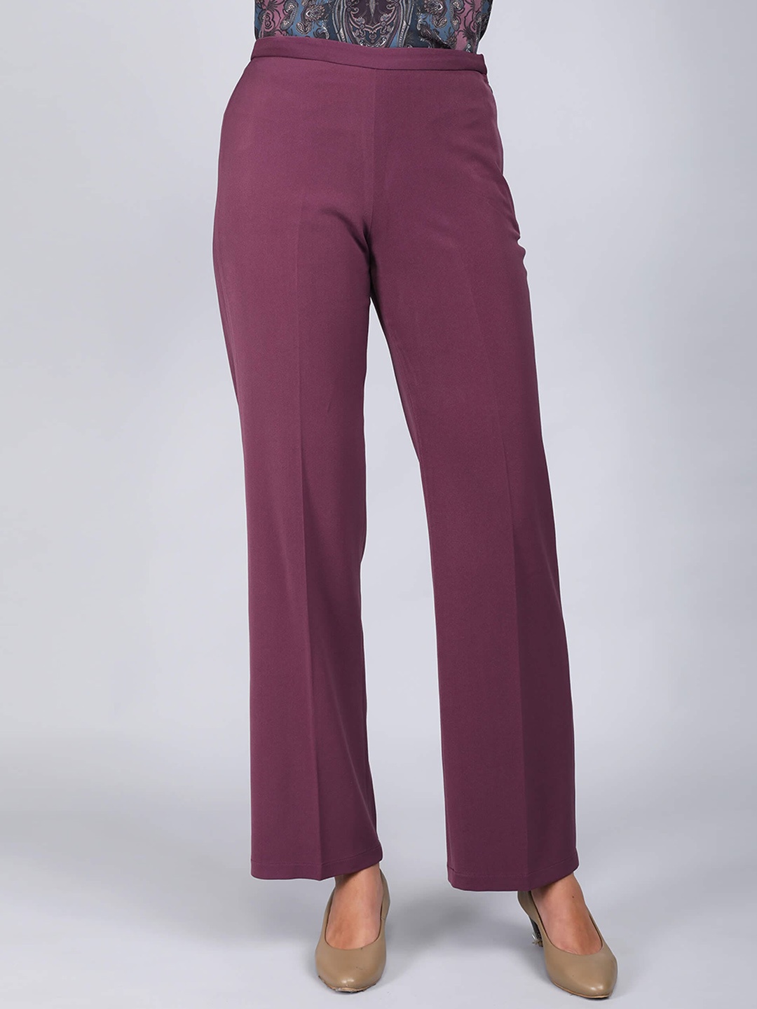 

SALT ATTIRE Women Straight Fit Bootcut Trousers, Purple