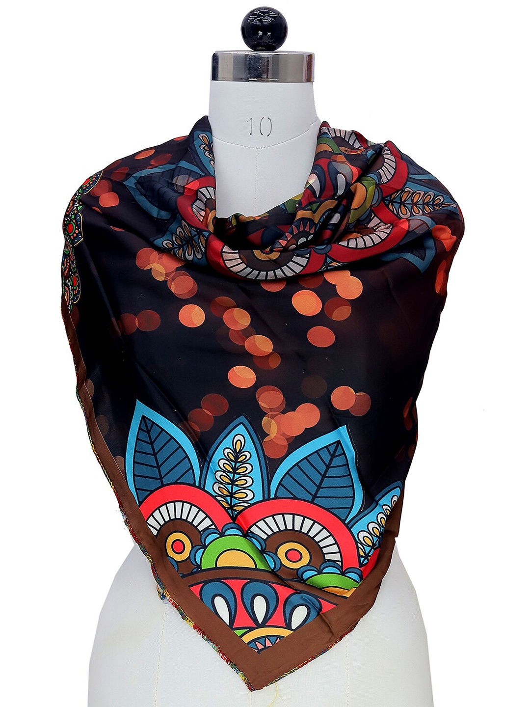 

Leeza Store Printed Satin Scarf, Black