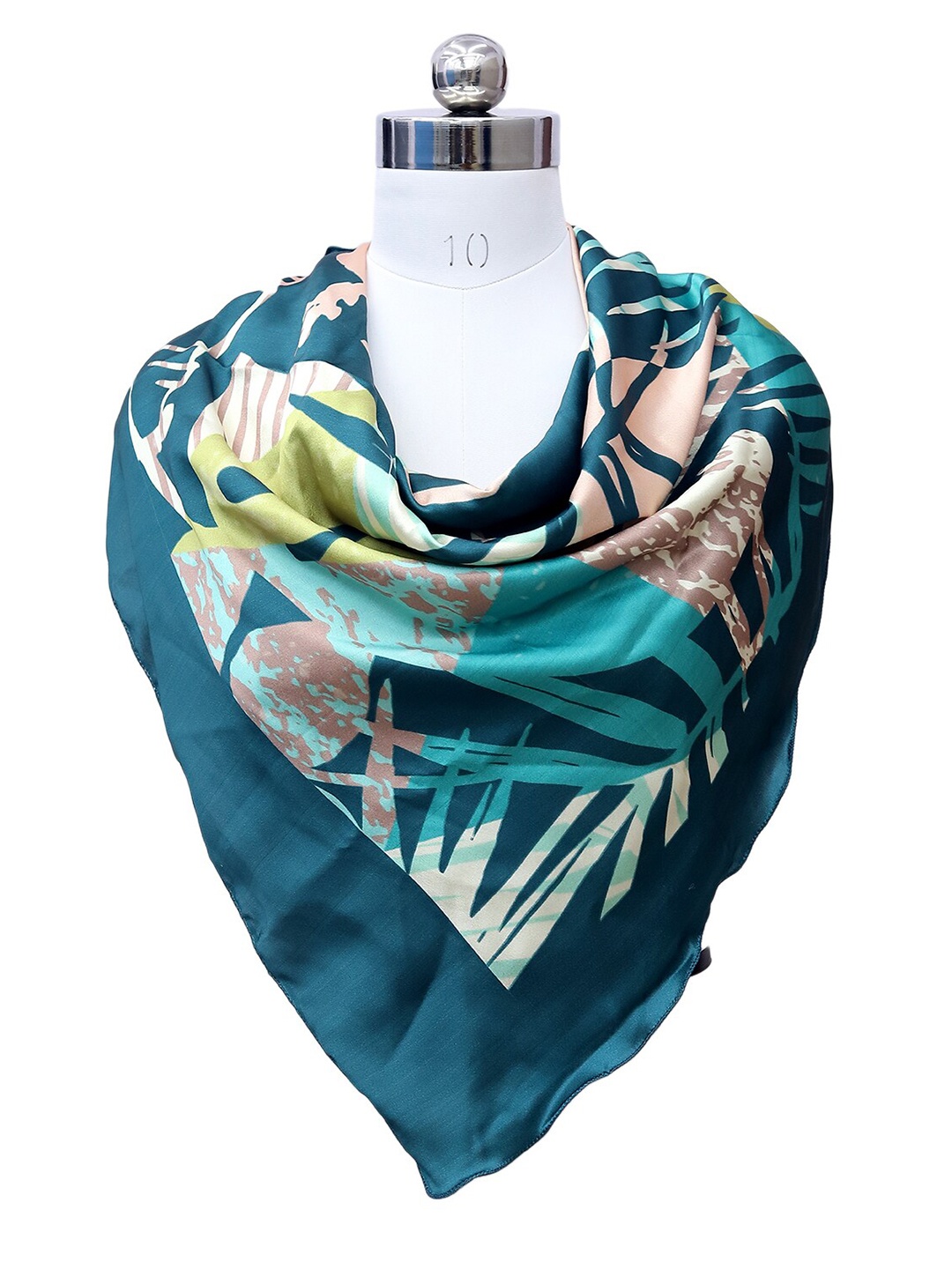 

Leeza Store Abstract Printed Satin Scarf, Teal