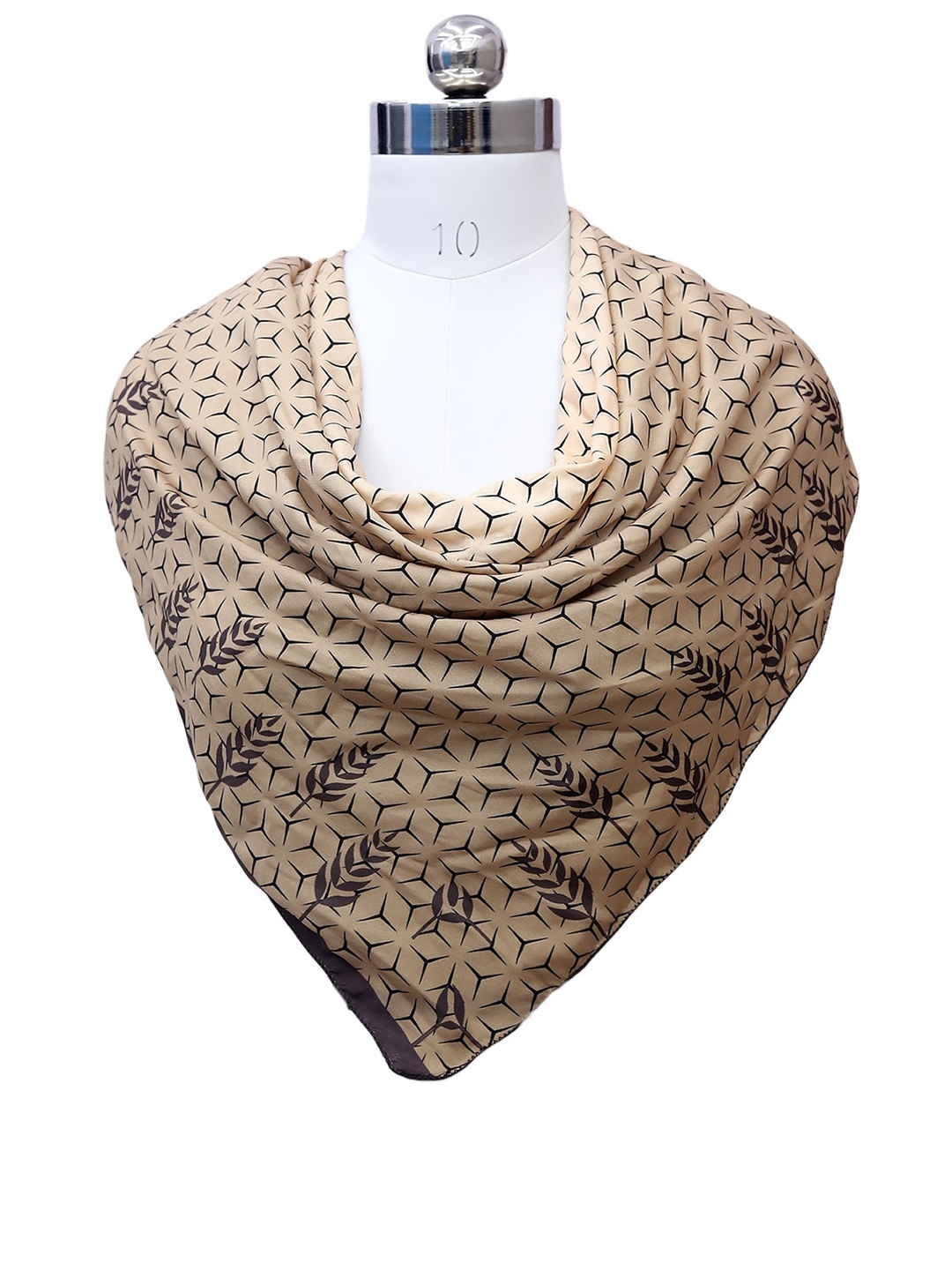 

Leeza Store Women Printed Satin Scarf, Beige