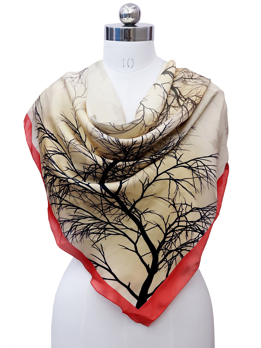 

Leeza Store Women Printed Satin Scarf, Cream