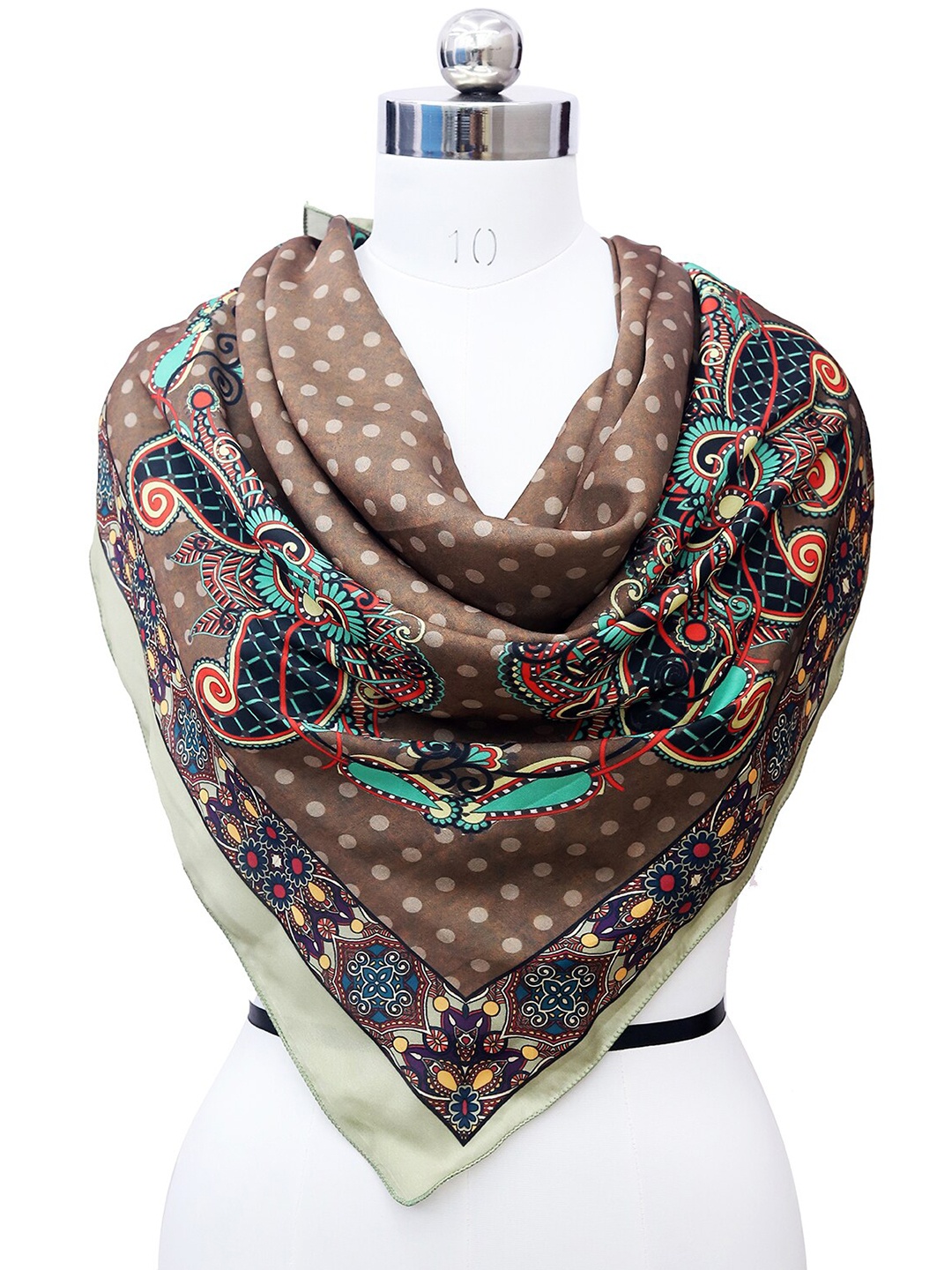 

Leeza Store Women Printed Satin Scarf, Brown