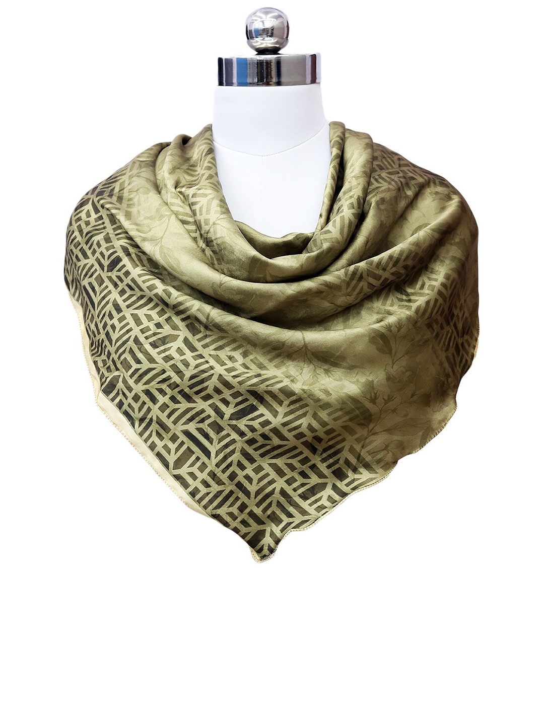 

Leeza Store Women Printed Satin Scarf, Olive