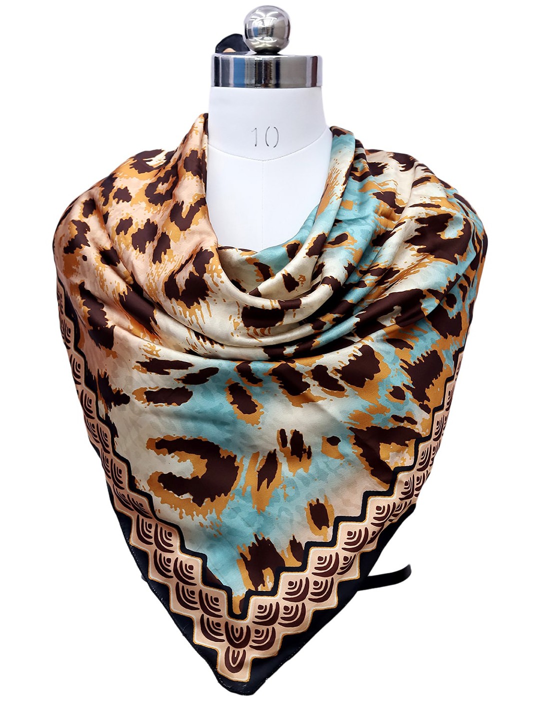 

Leeza Store Women Printed Satin Scarf, Beige