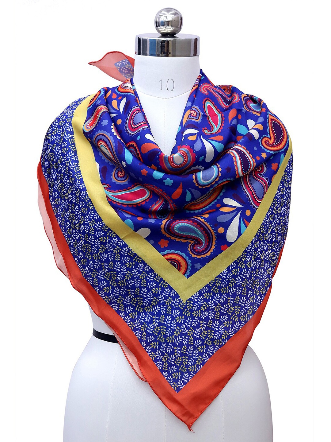 

Leeza Store Ethnic Motifs Printed Satin Scarf, Blue