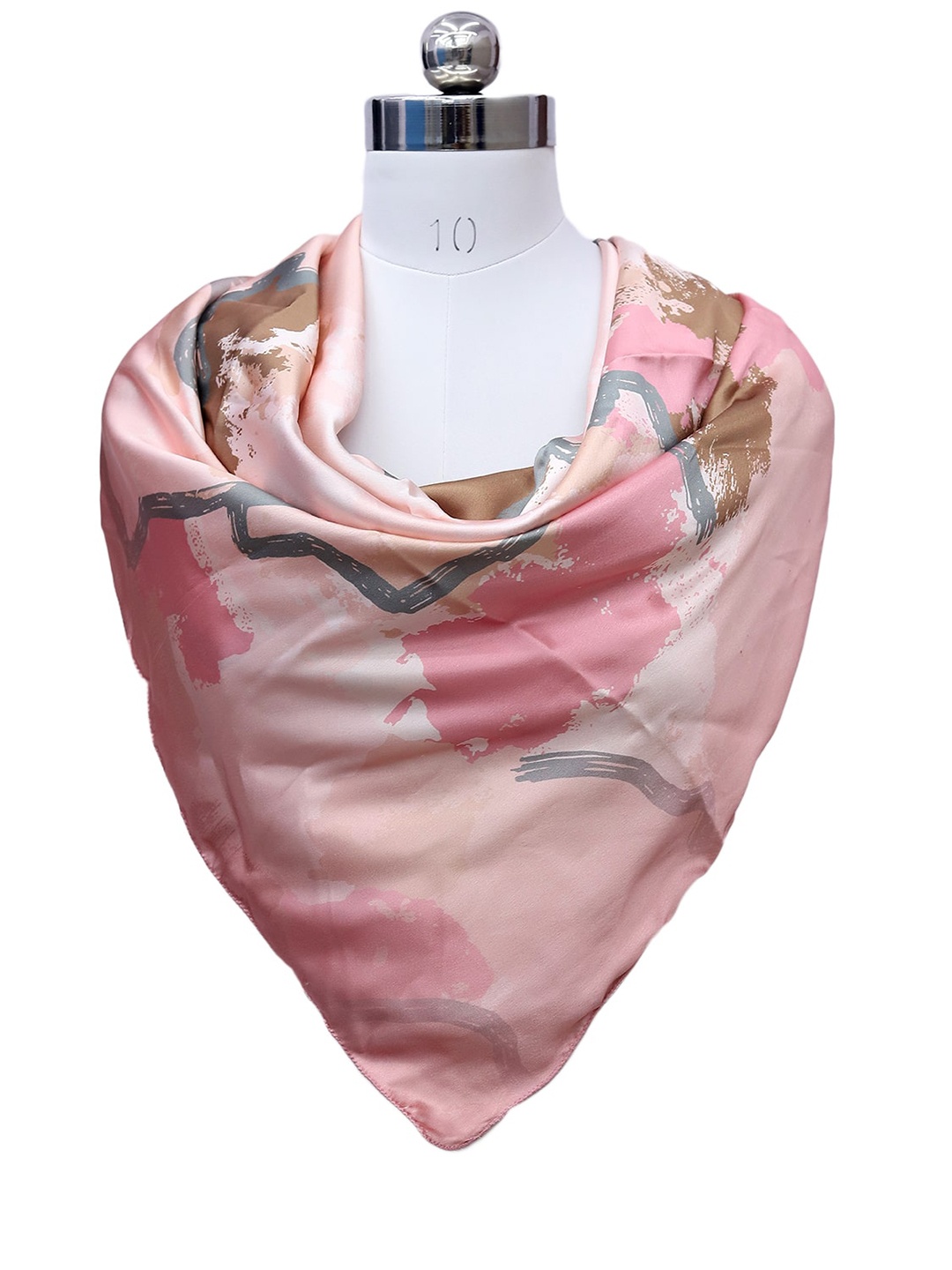 

Leeza Store Abstract Printed Satin Scarf, Peach