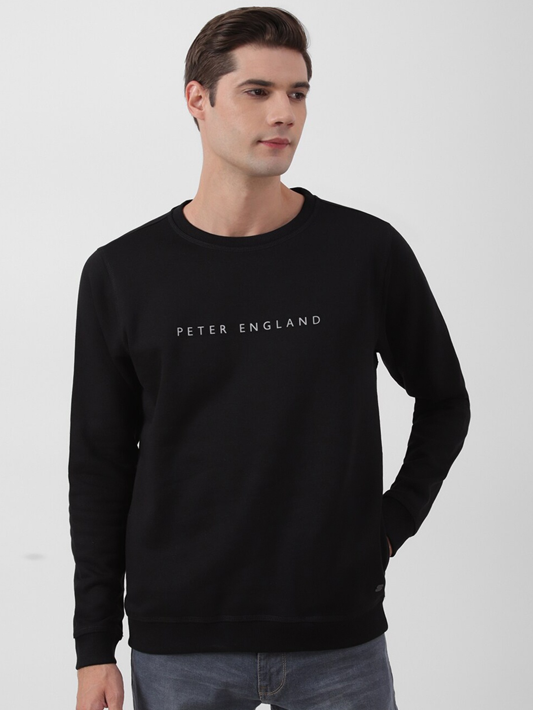 

Peter England Casuals Typography Printed Crew Neck Pullover Sweatshirt, Black