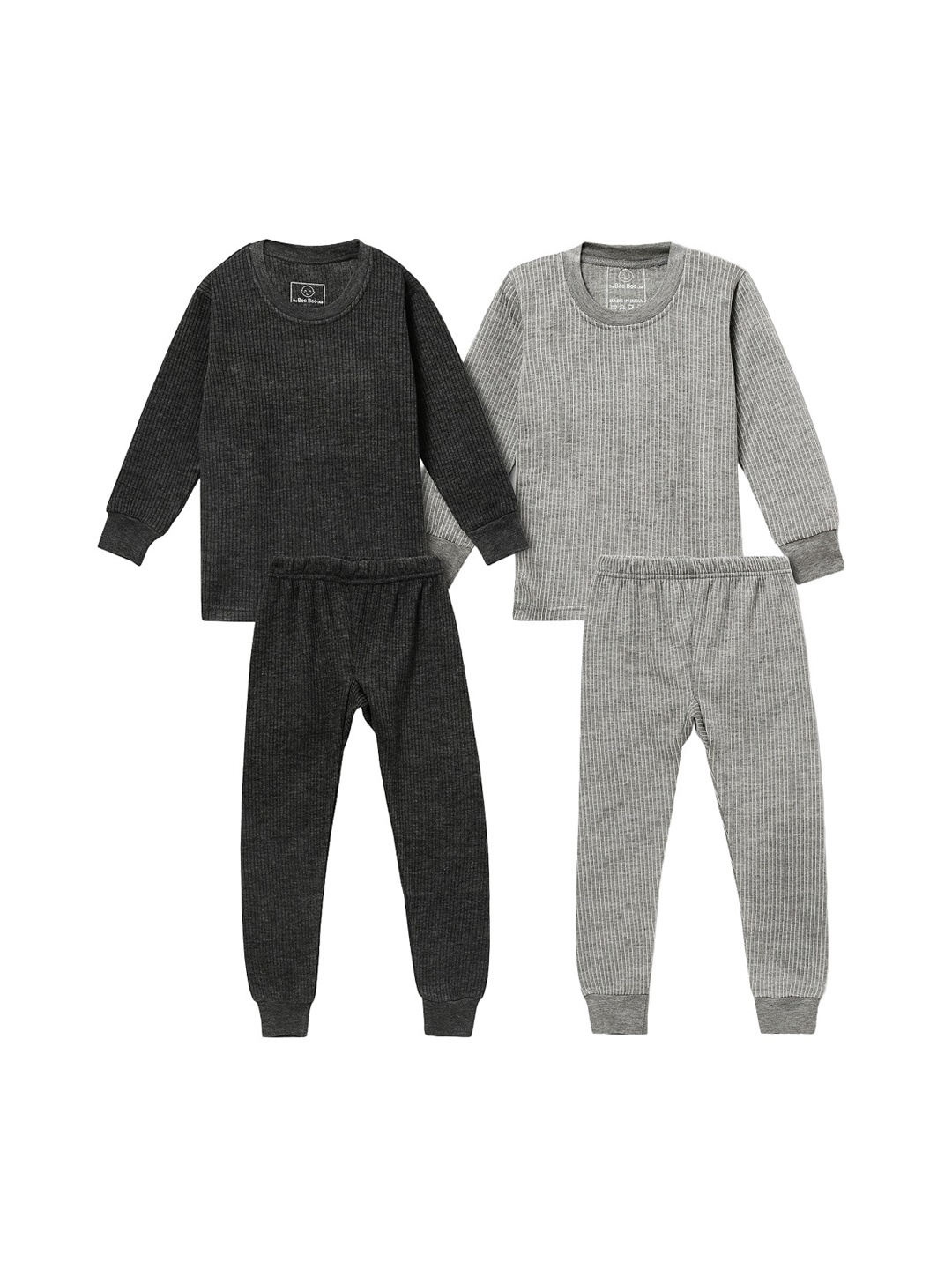 

The Boo Boo Club Kids Pack Of 2 Ribbed Cotton Thermal Set, Black