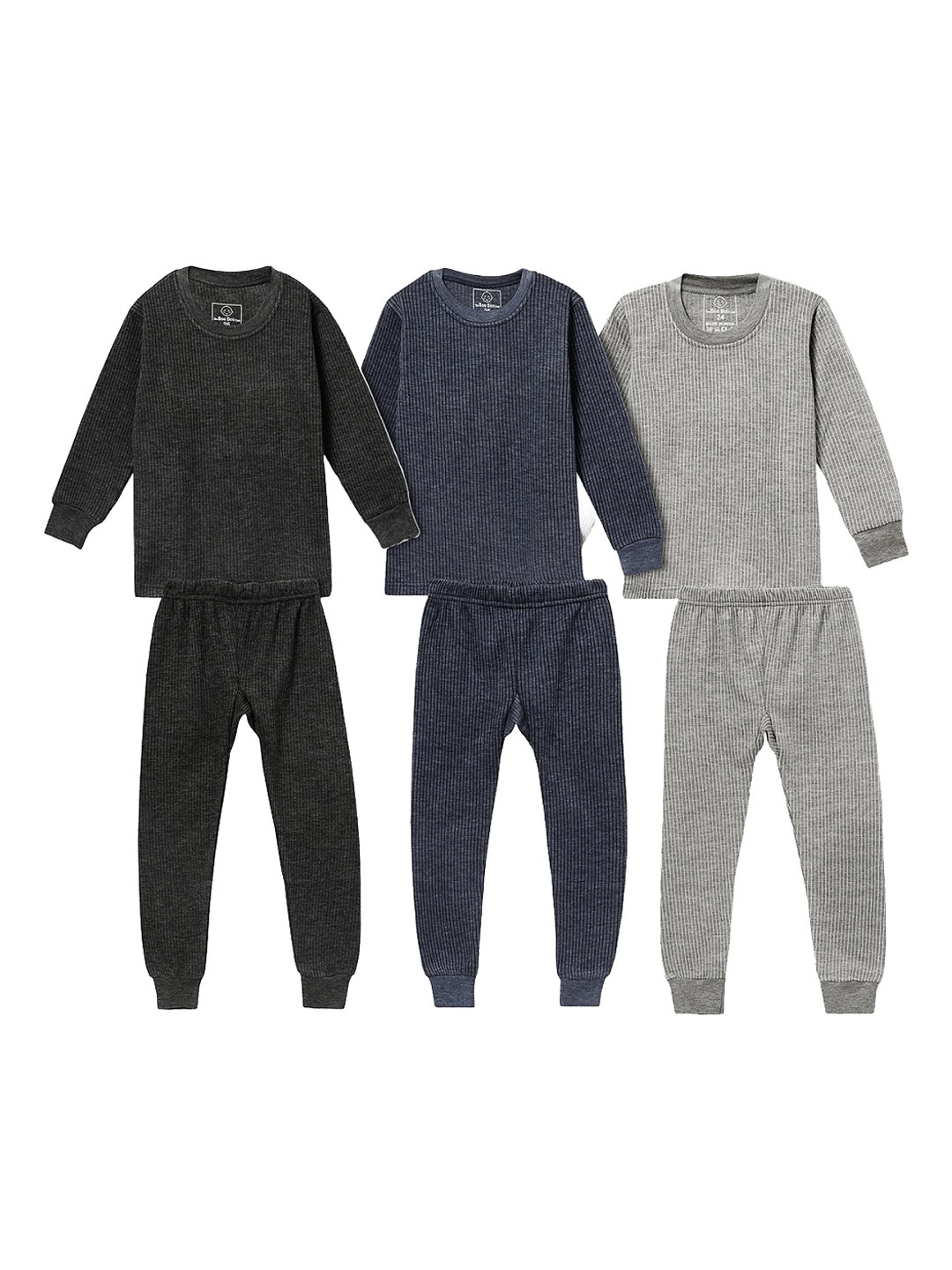 

The Boo Boo Club Kids Pack Of 3 Ribbed Cotton Thermal Set, Black