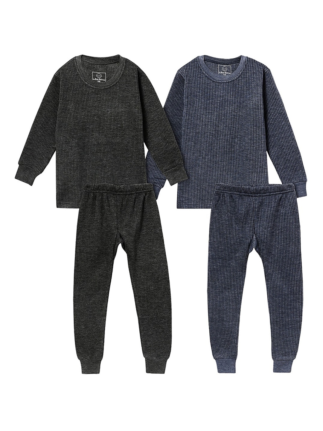 

The Boo Boo Club Kids Pack Of 2 Striped Ribbed Thermal Set, Black