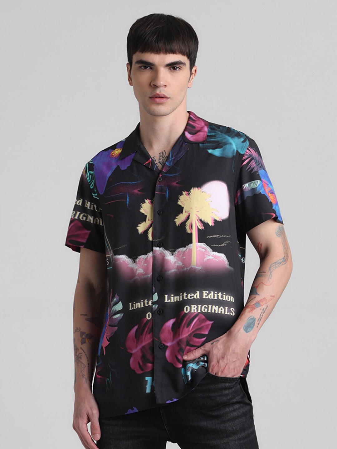 

Jack & Jones Graphic Printed Casual Shirt, Black