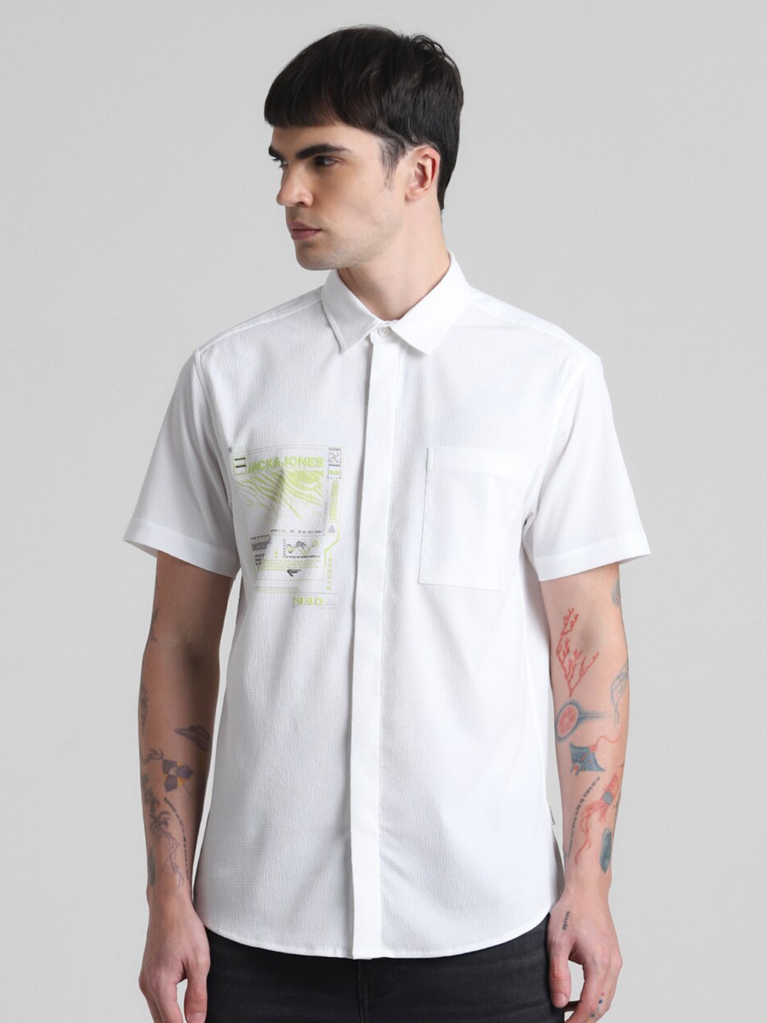 

Jack & Jones Spread Collar Casual Shirt, White