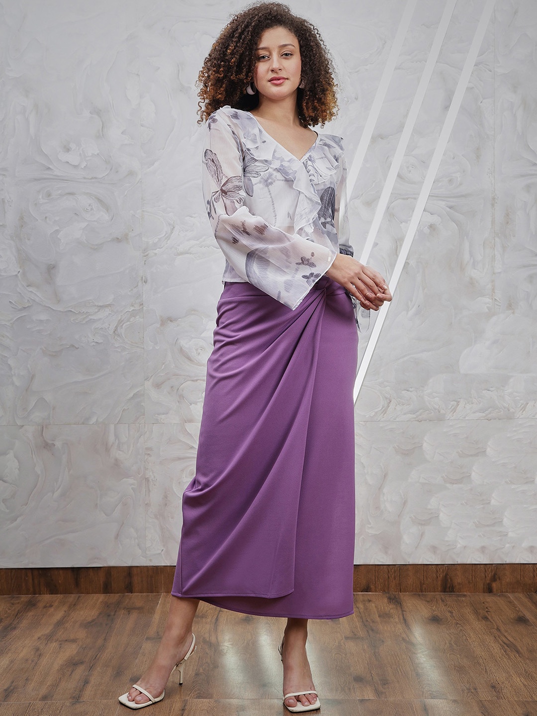 

Athena Lavender Knotting Straight Midi Skirt