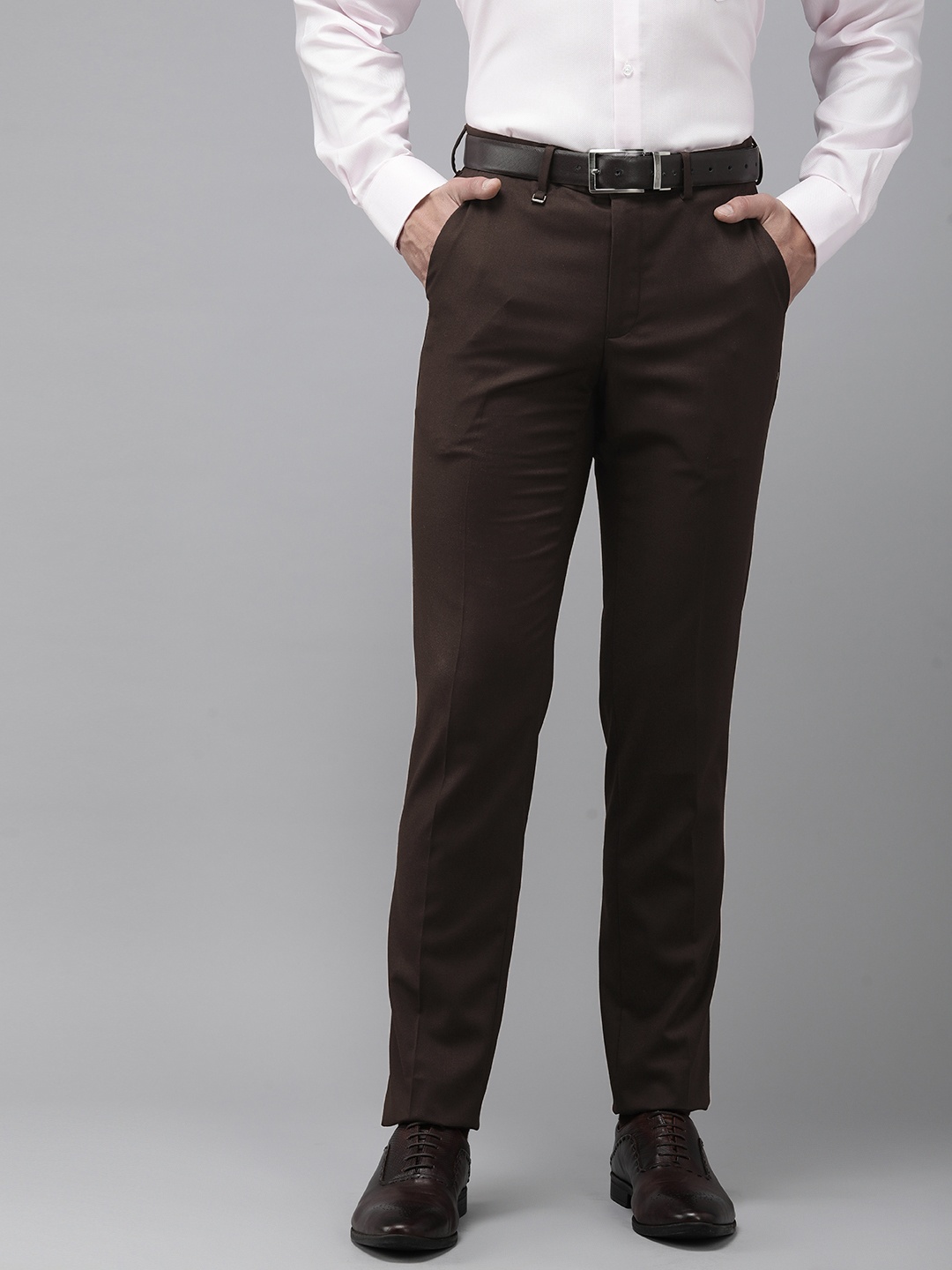

Van Heusen Men Slim Fit Formal Trousers, Brown