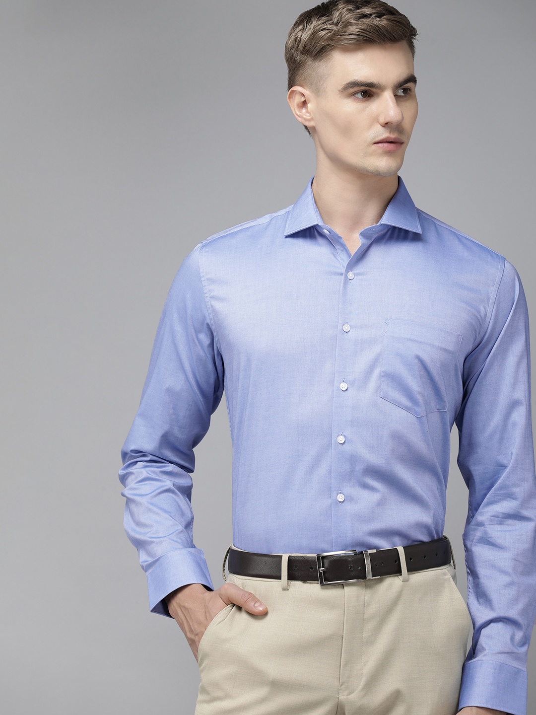 

Van Heusen Pure Cotton Slim Fit Opaque Formal Shirt, Blue