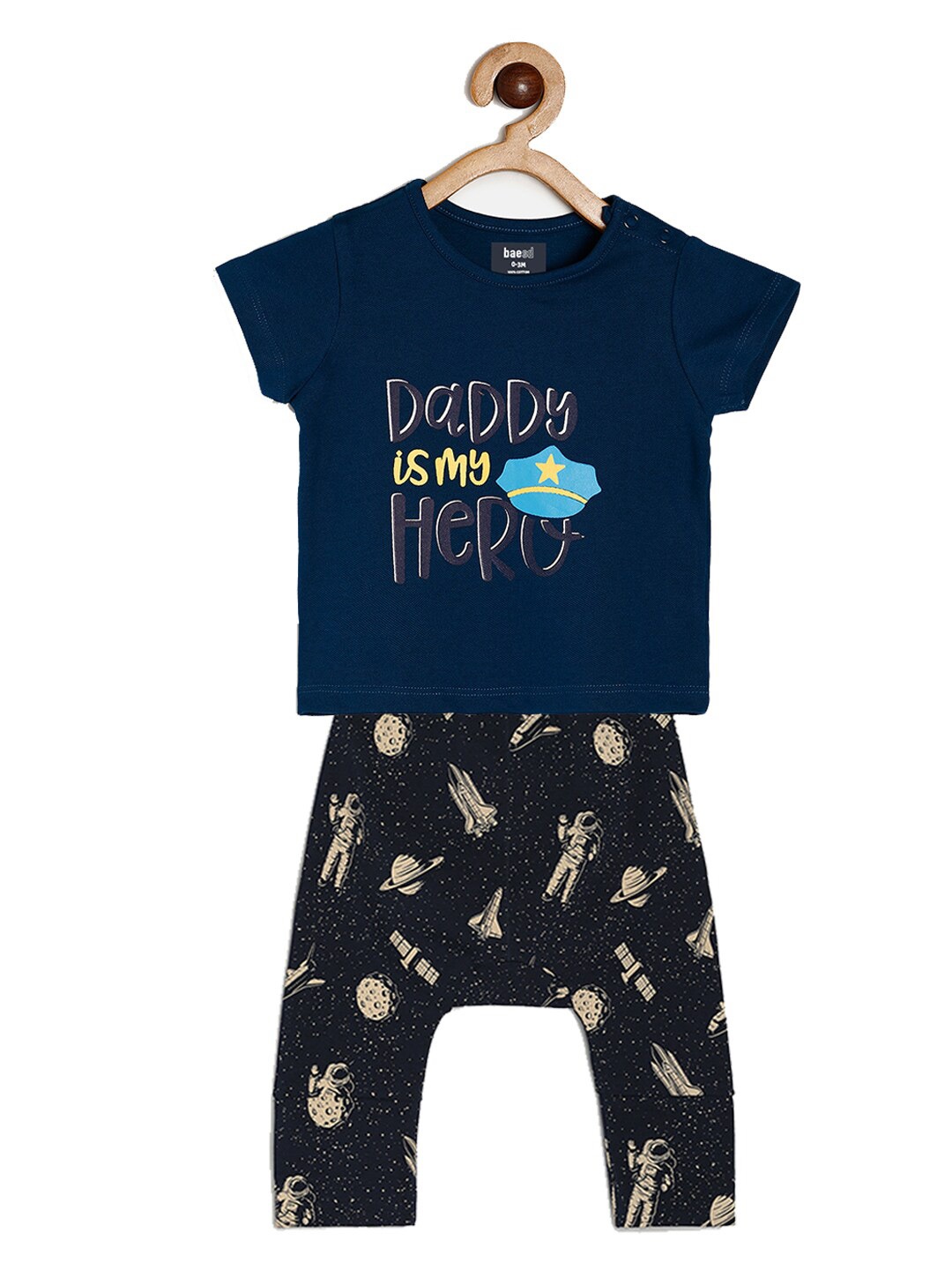 

BAESD Infants Printed T-shirt With Trouser, Navy blue