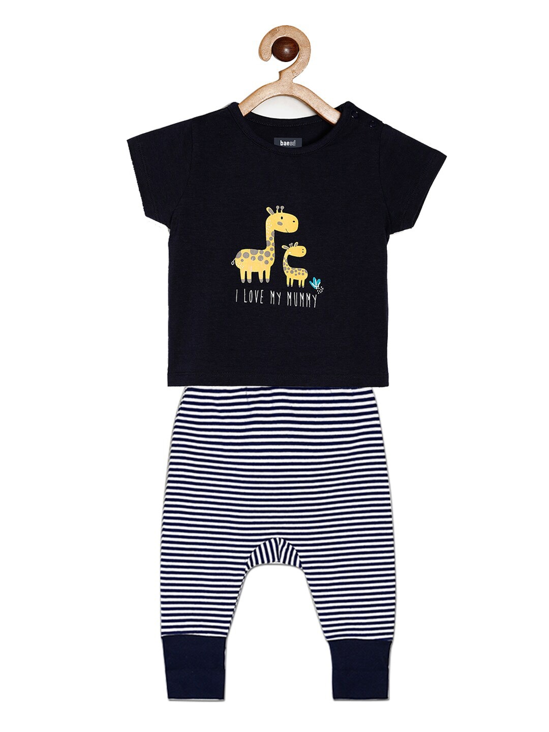 

BAESD Kids Printed Short Sleeves T-shirt with Joggers, Navy blue