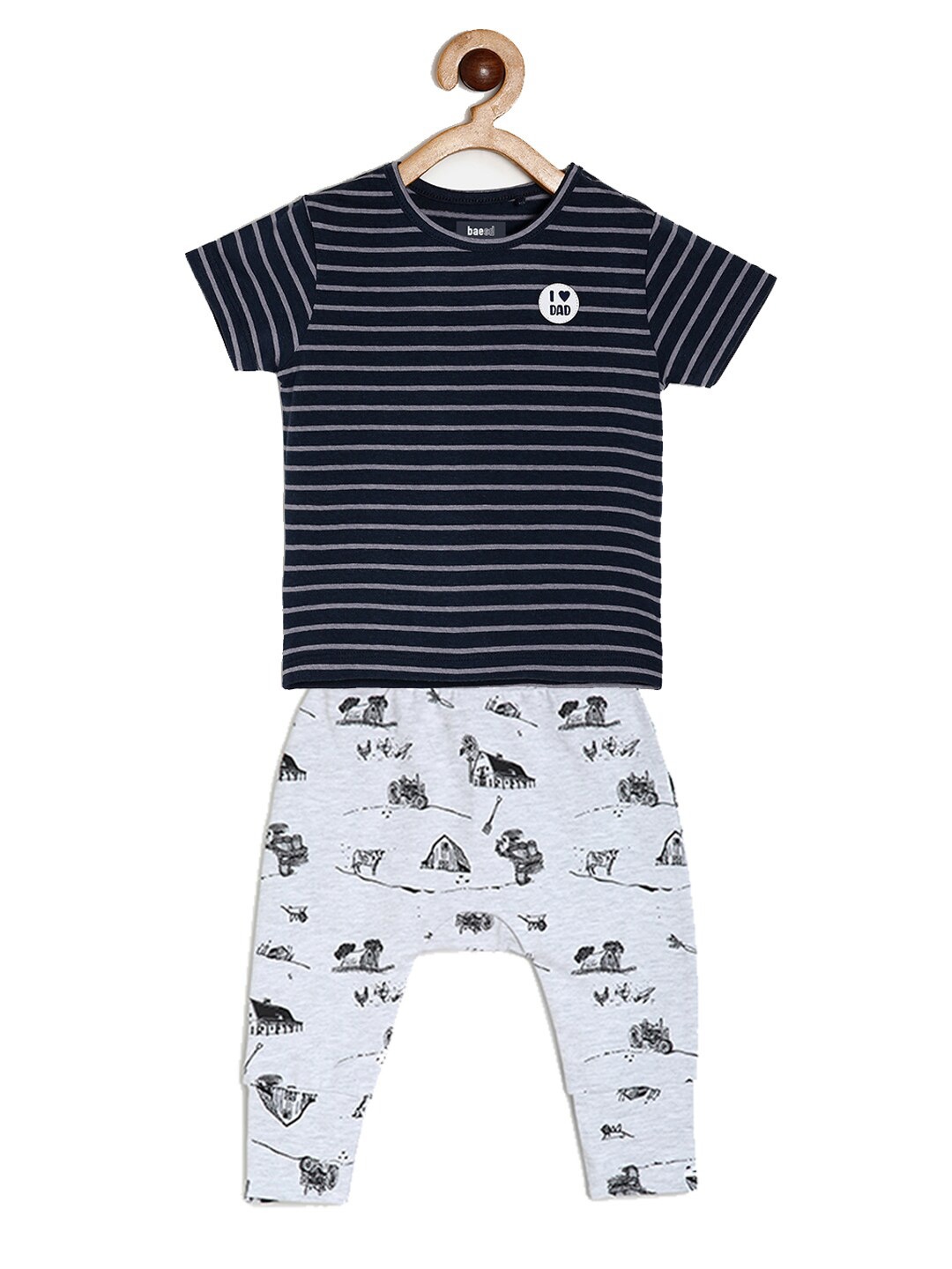 

BAESD Kids Striped Short Sleeves T-shirt with Joggers, Navy blue