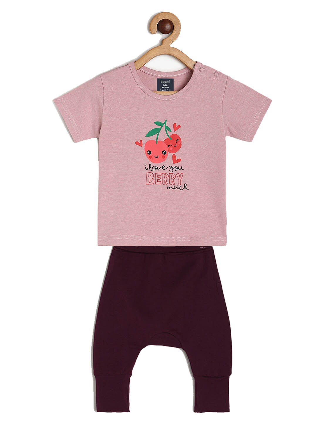 

BAESD Kids Printed Short Sleeves T-shirt with Joggers, Peach