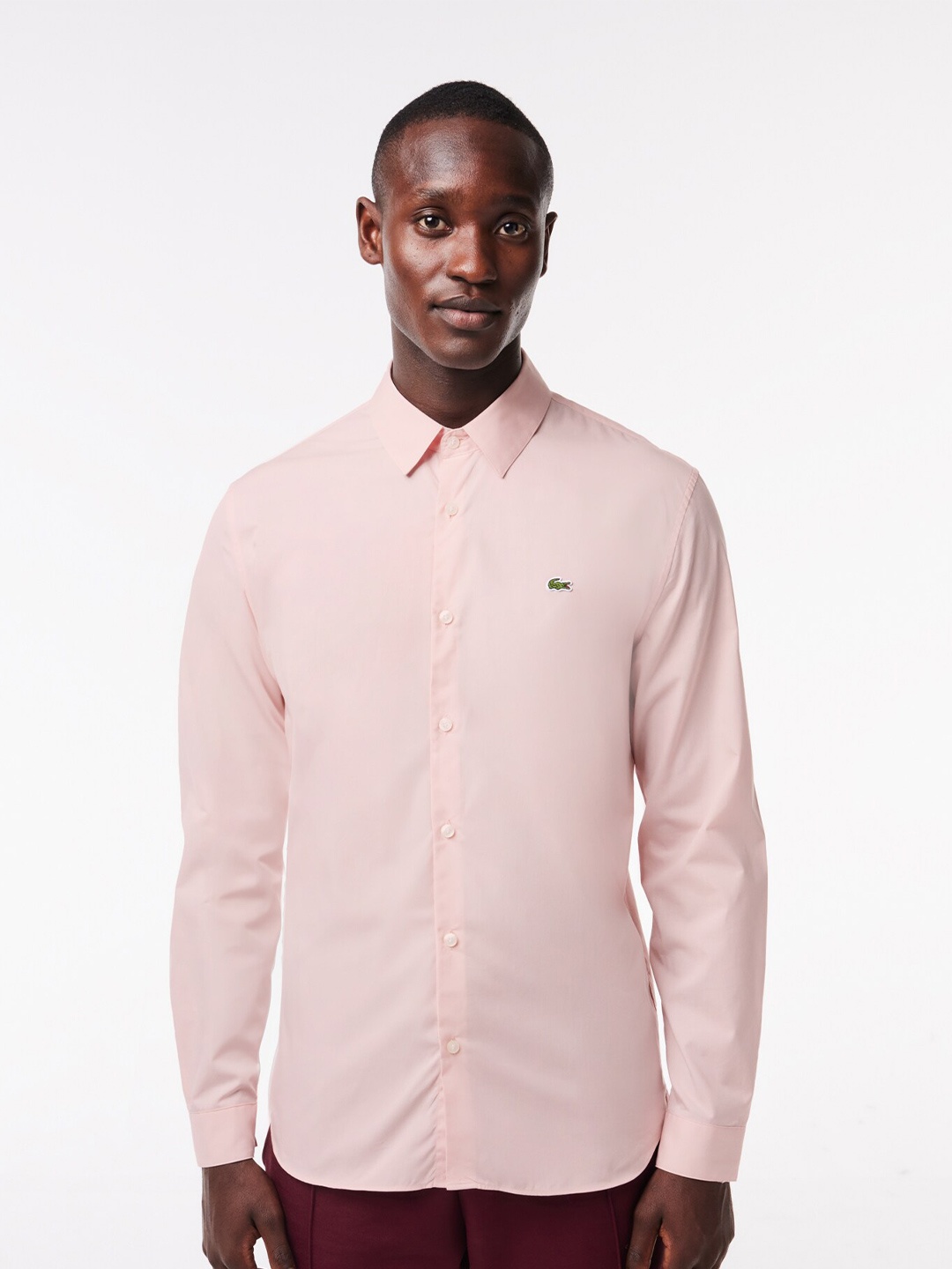 

Lacoste Slim Fit Button-Down Collar Cotton Casual Shirt, Pink