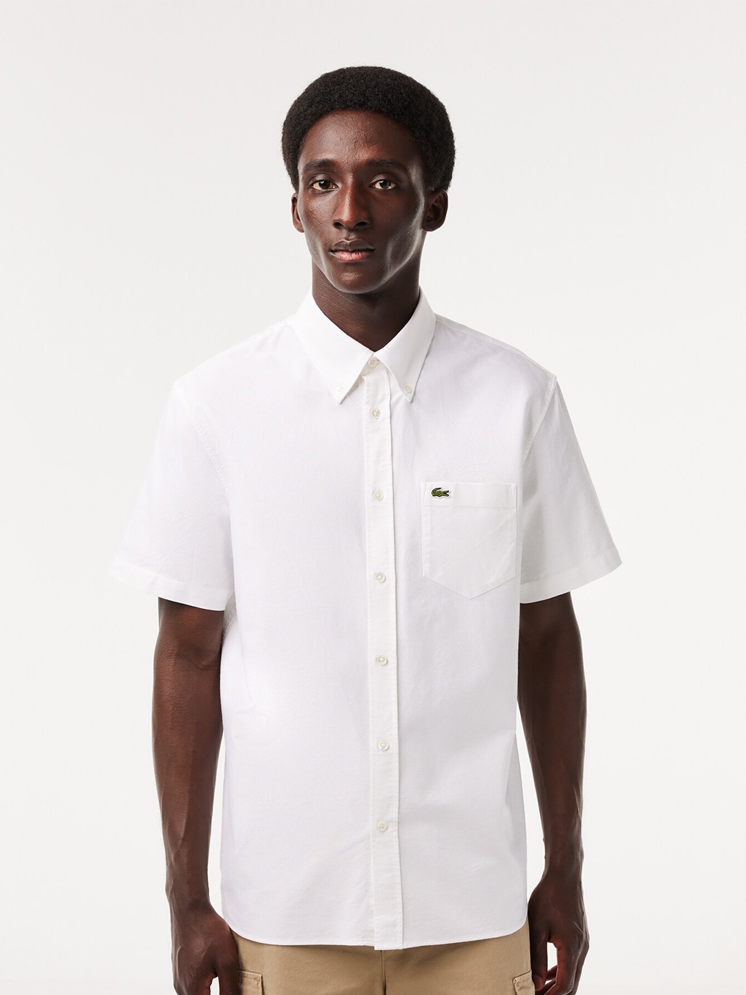 

Lacoste Button-Down Collar Cotton Casual Shirt, White