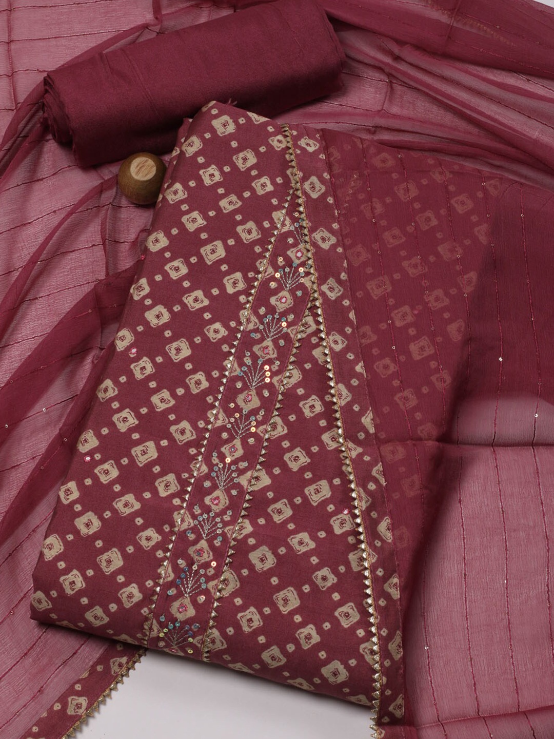 

Meena Bazaar Geometric Printed Art Silk Unstitched Dress Material, Purple