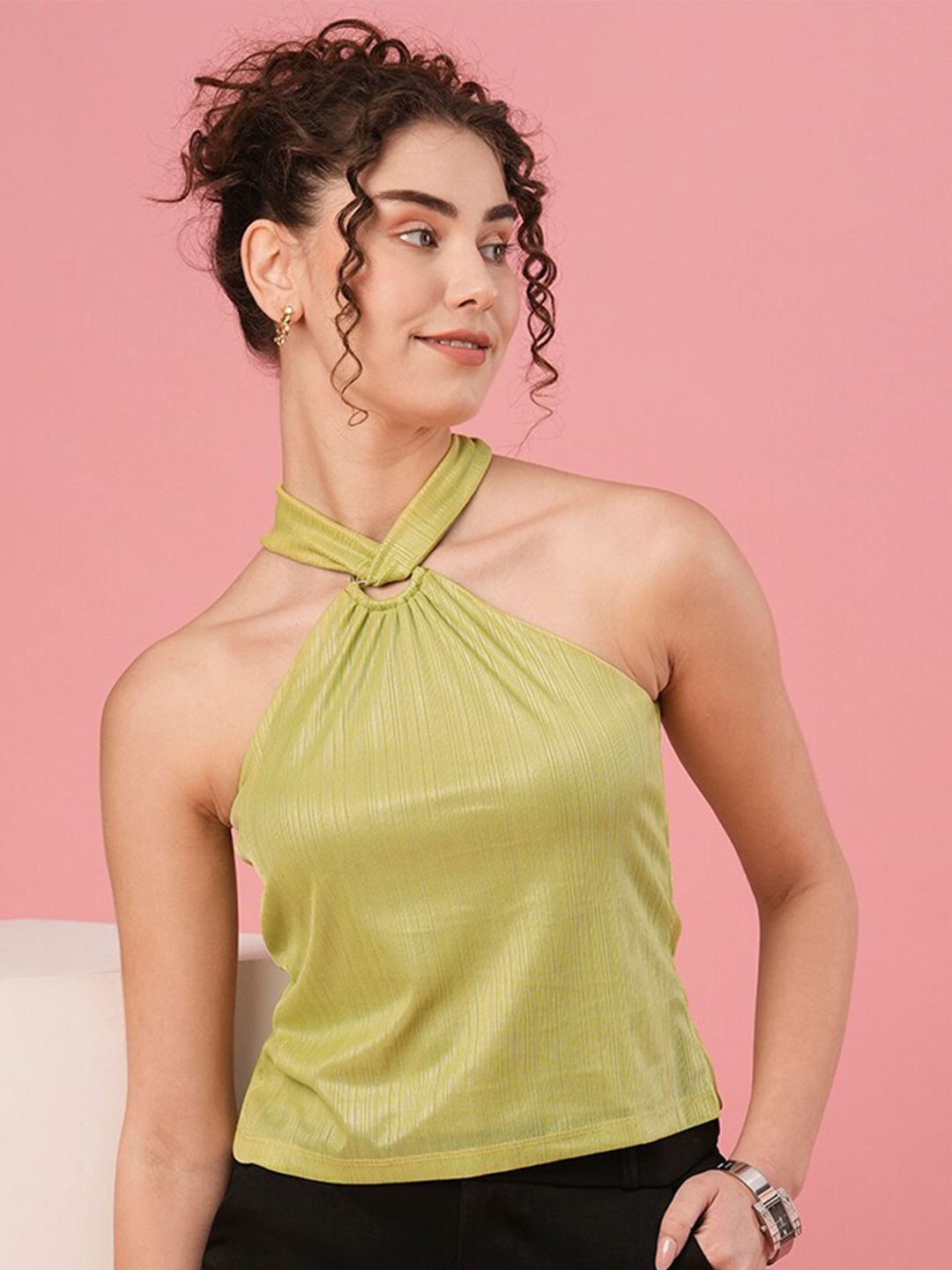 

Globus Halter Neck Sleeveless Top, Lime green