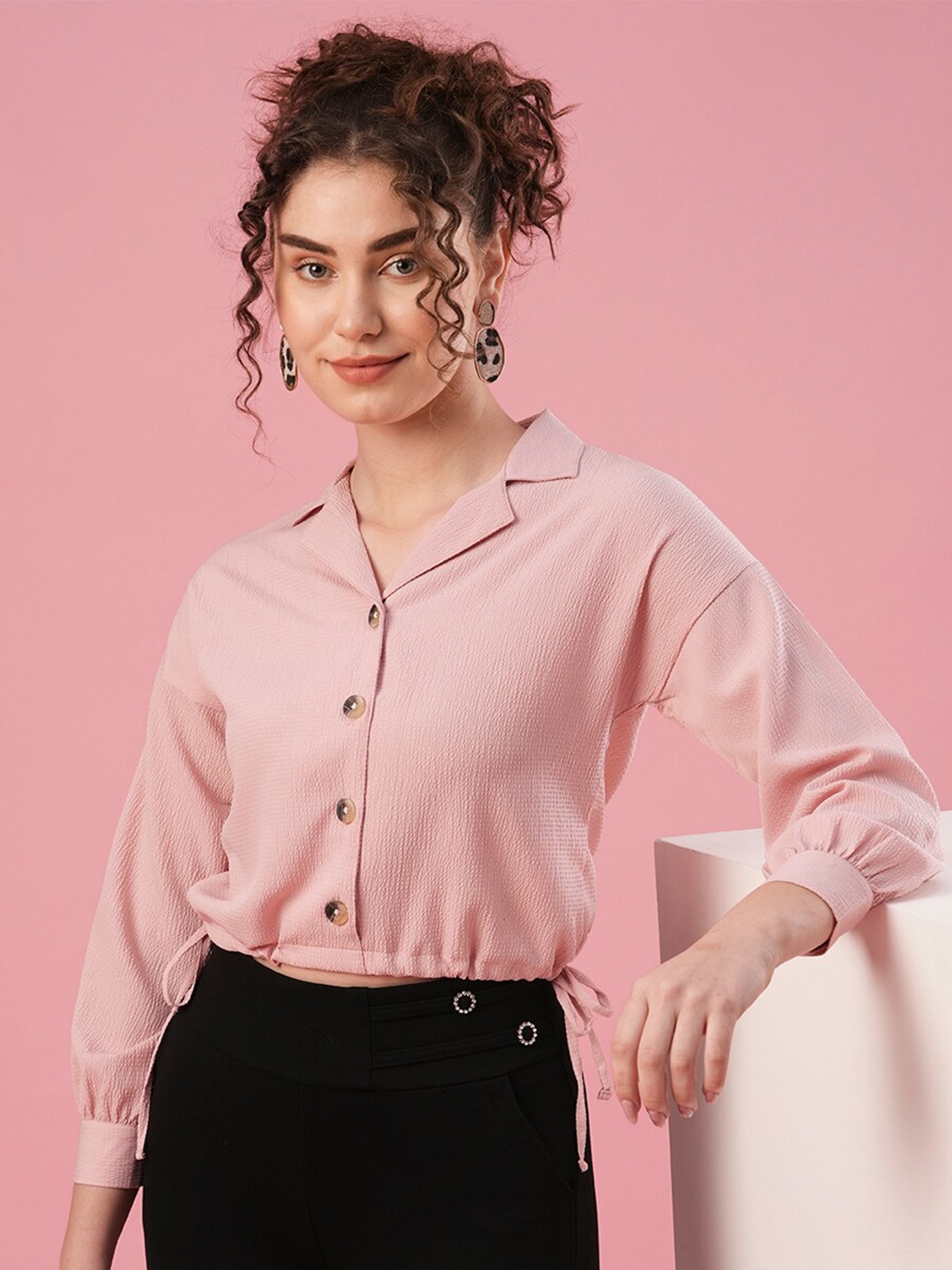 

Globus Lapel Collar Shirt Style Top, Pink