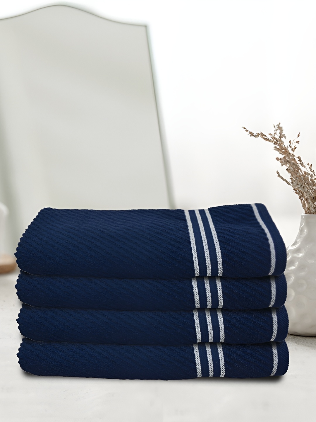 

Athom Living Navy Blue 4 Pieces Cotton 380 GSM Bath Towels