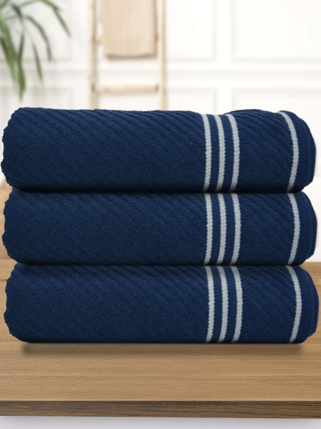 

Athom Living Navy Blue 3 Pieces Cotton 380 GSM Bath Towels