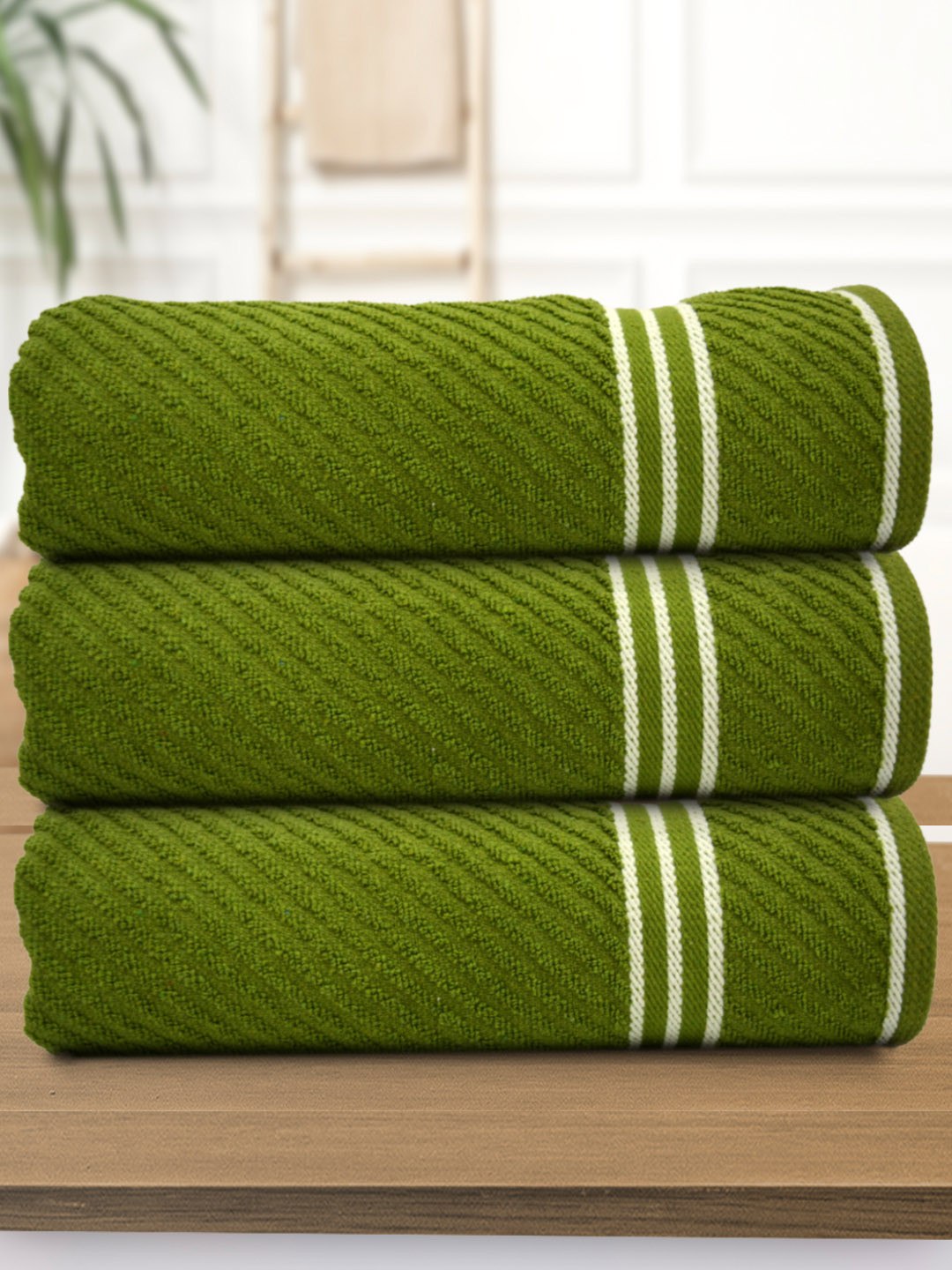 

Athom Living Green 3 Pieces Cotton 380 GSM Bath Towels