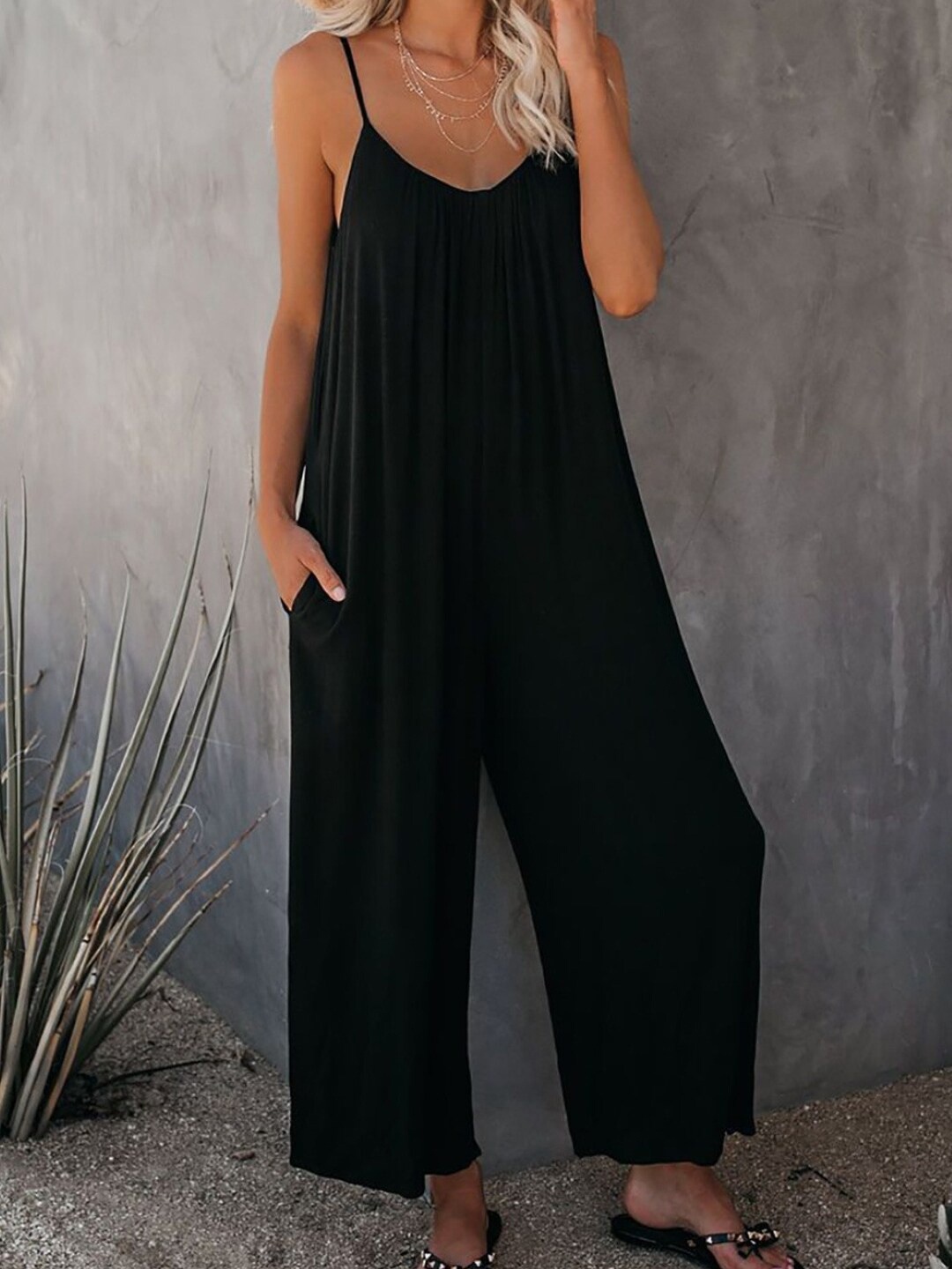 

StyleCast Black Shoulder Straps Basic Jumpsuit