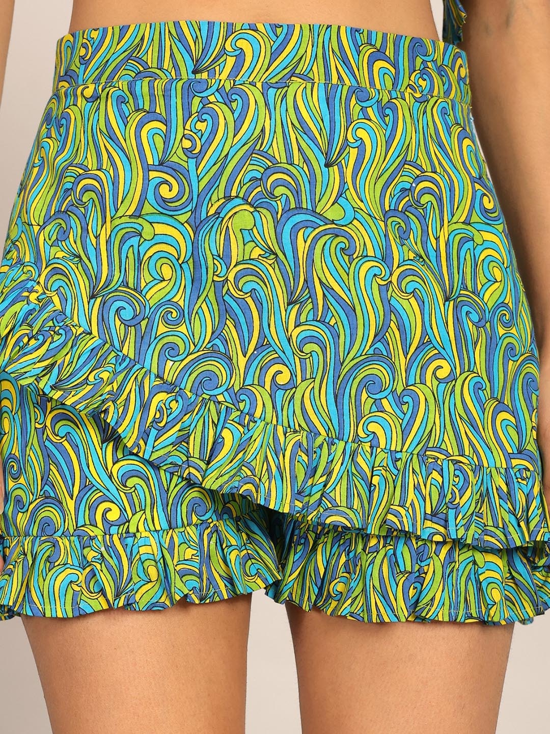 

KAORI BY SHREYA AGARWAL Geometric Printed Cotton Skort, Green